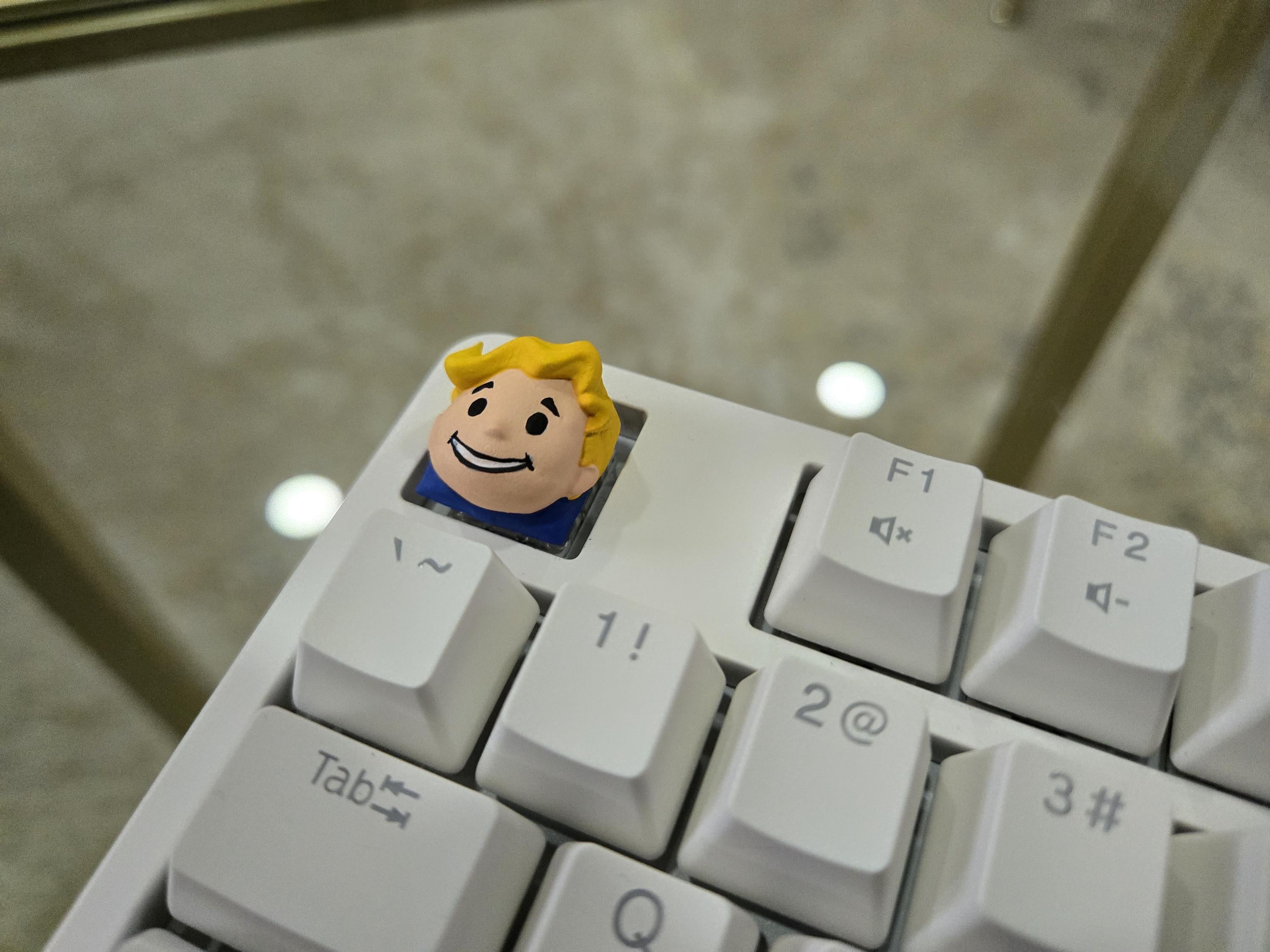 Video Game Vault Boy Keycap - Hand Painted, Cute Keycap Designs, Cherry MX