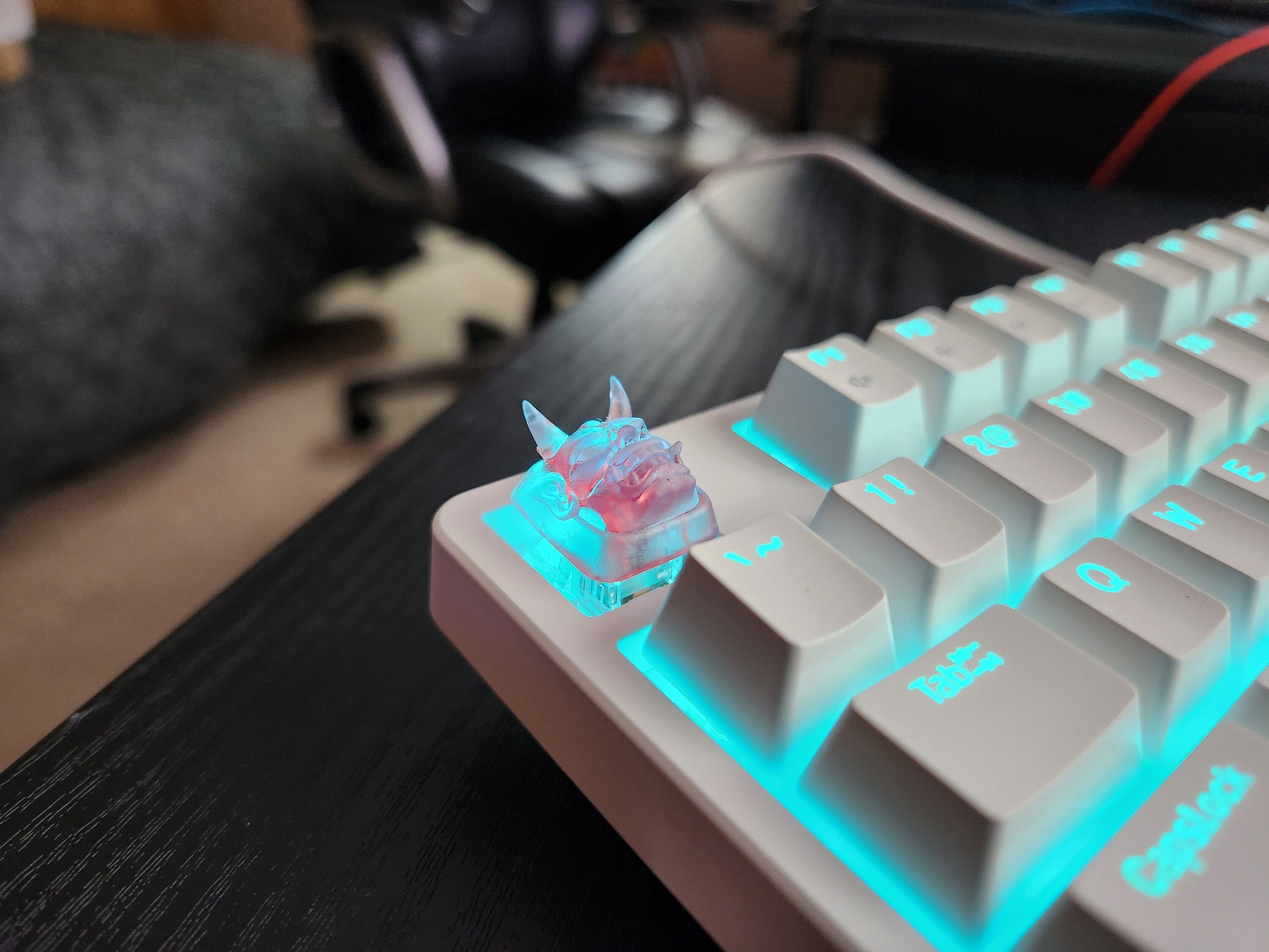Japanese Oni Mask Keycap - Clear Transparent Cute Keycap Designs, Cherry MX, Multiple Colors