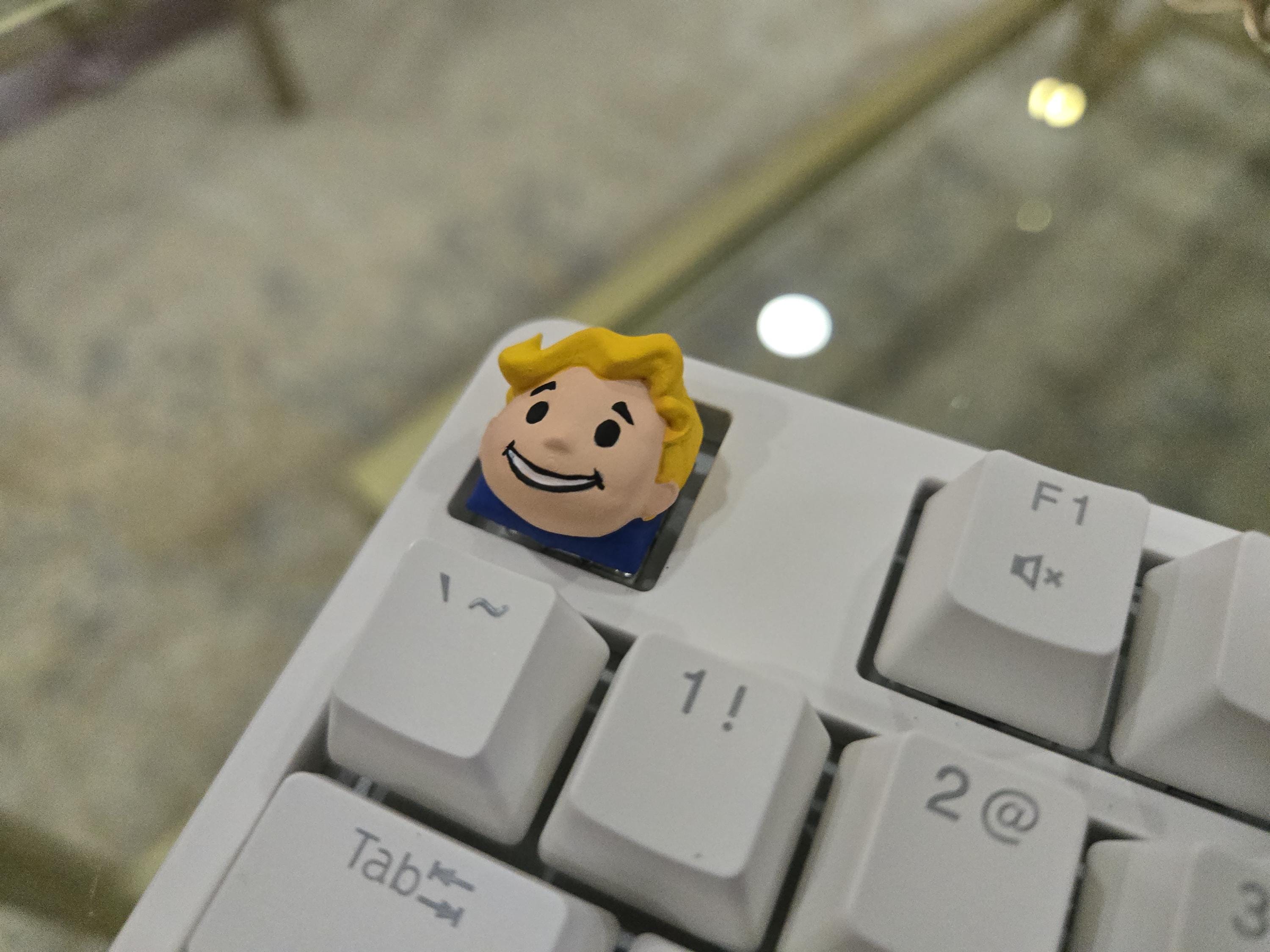 Video Game Vault Boy Keycap - Hand Painted, Cute Keycap Designs, Cherry MX