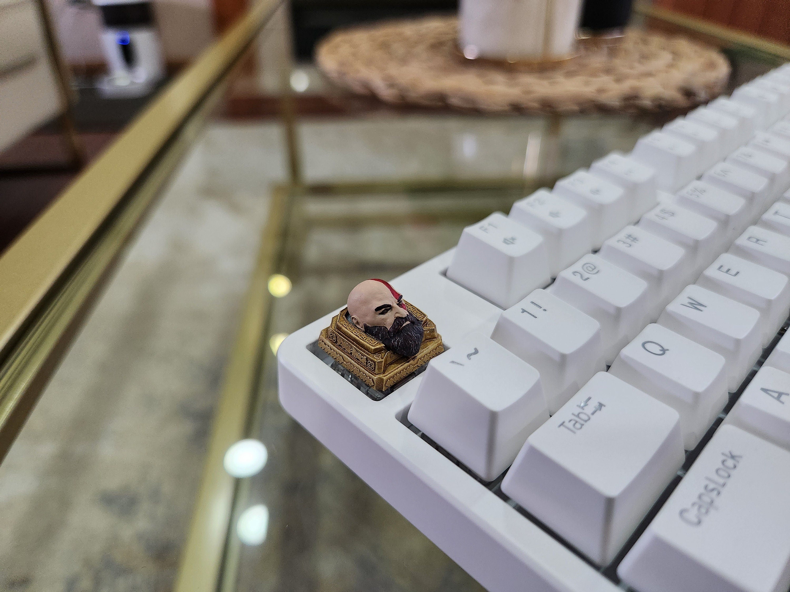 Video Game Kratos Keycap - Hand Painted Cute Keycap Designs, Cherry MX, Artisian Keycap