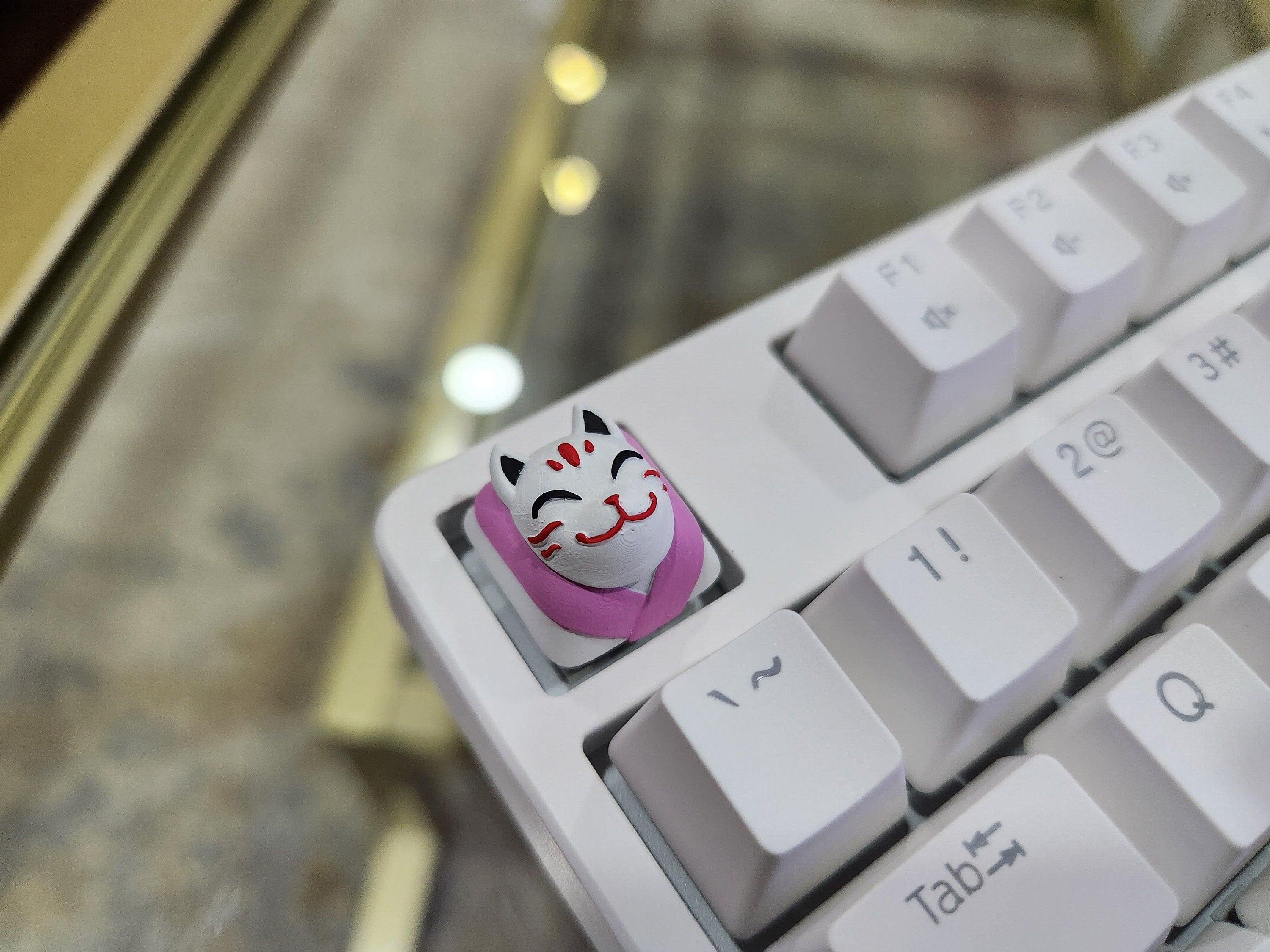 Kitsune Japanese Keycap - Hand Painted, Cute Keycap Designs, Cherry MX