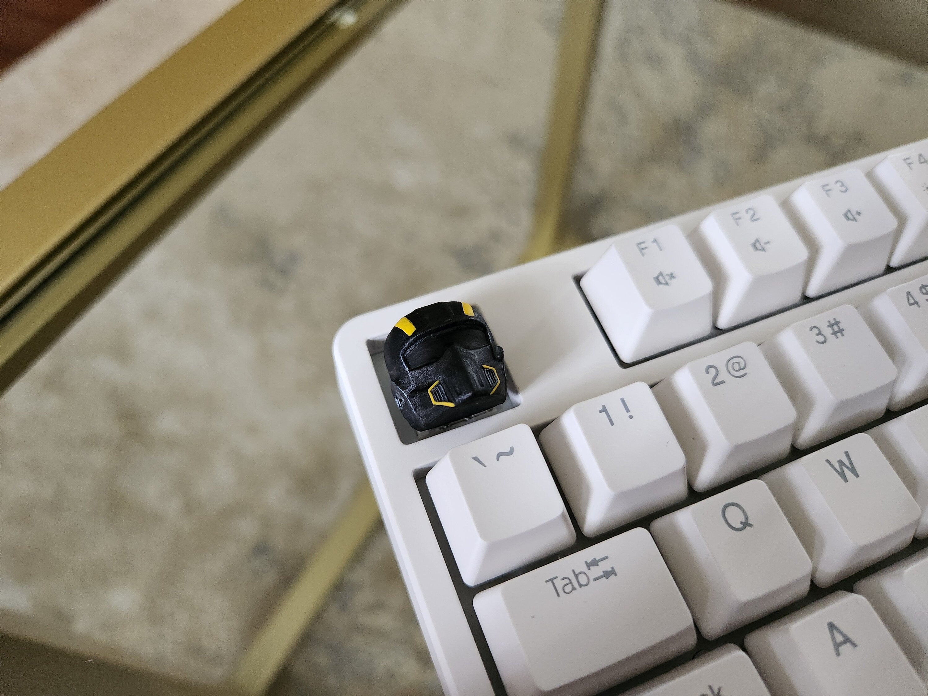 Helldivers Helmet Keycap - Hand Painted, Cute Keycap Designs, Cherry MX