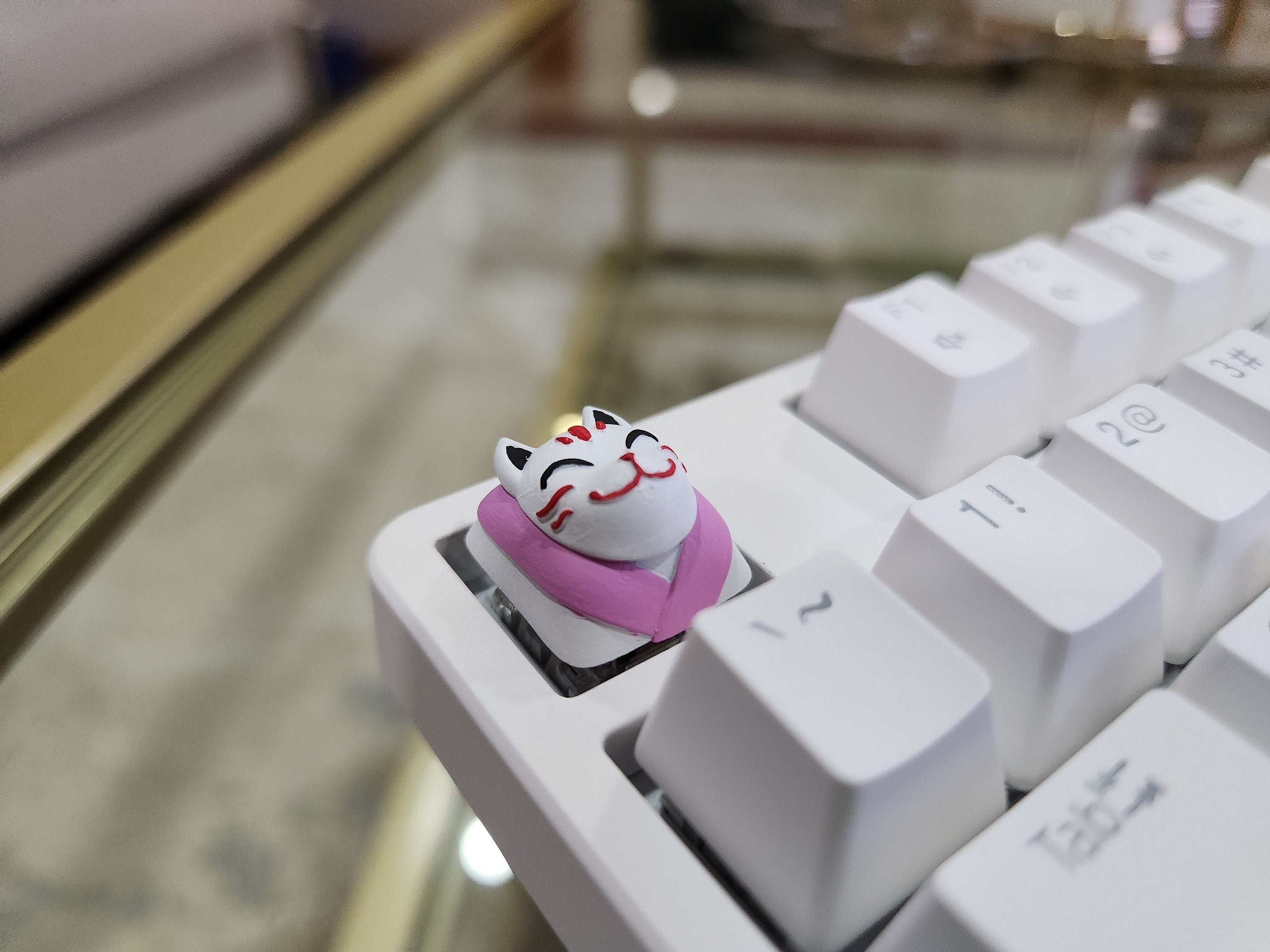 Kitsune Japanese Keycap - Hand Painted, Cute Keycap Designs, Cherry MX