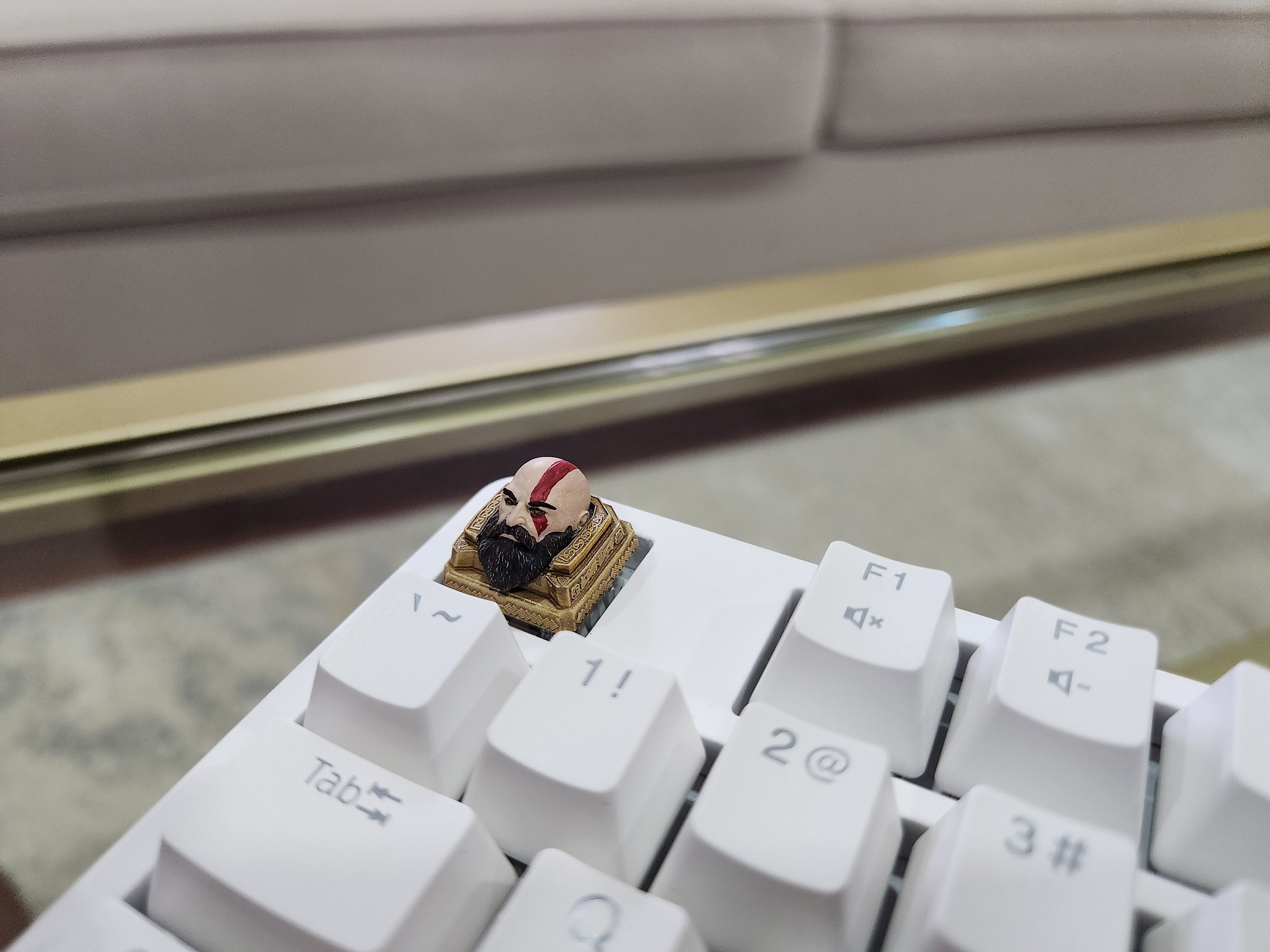 Video Game Kratos Keycap - Hand Painted Cute Keycap Designs, Cherry MX, Artisian Keycap
