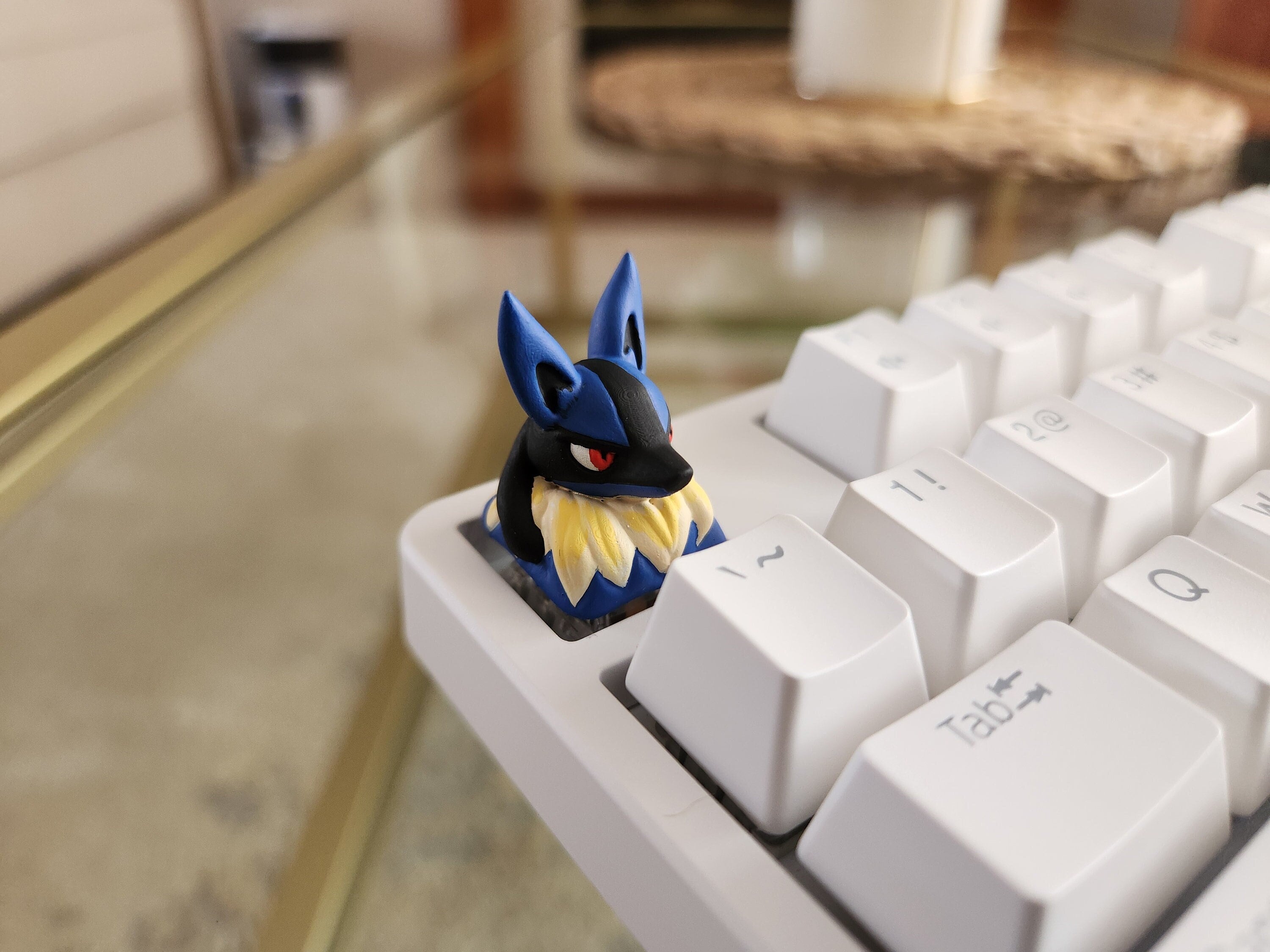 Anime Lucario Keycap - Hand Painted Cute Keycap Designs, Cherry MX