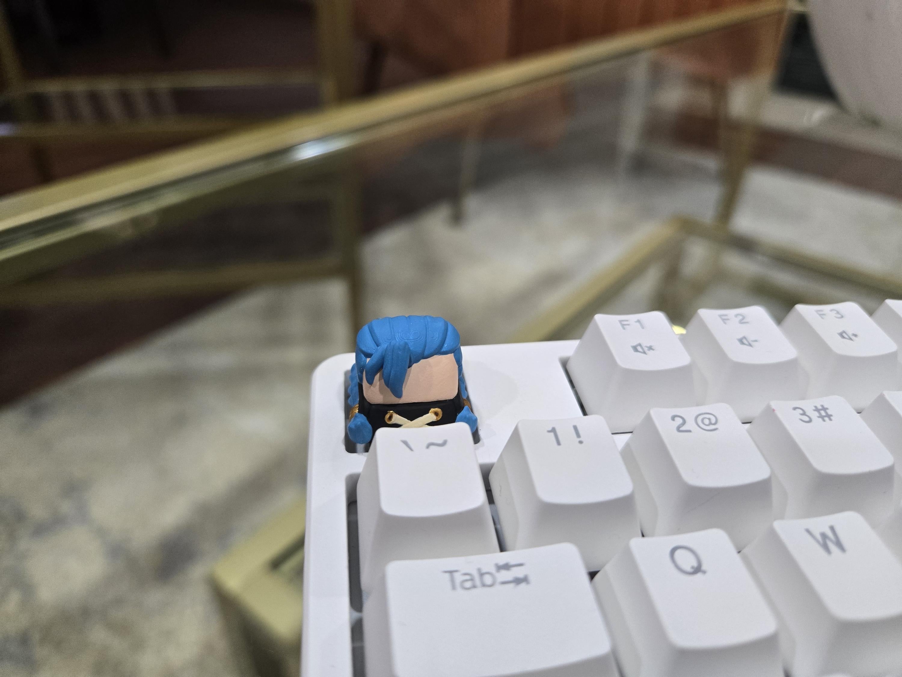 Arcane Jinx Keycap - Hand Painted Cute Keycap Designs, Cherry MX, League of Legends