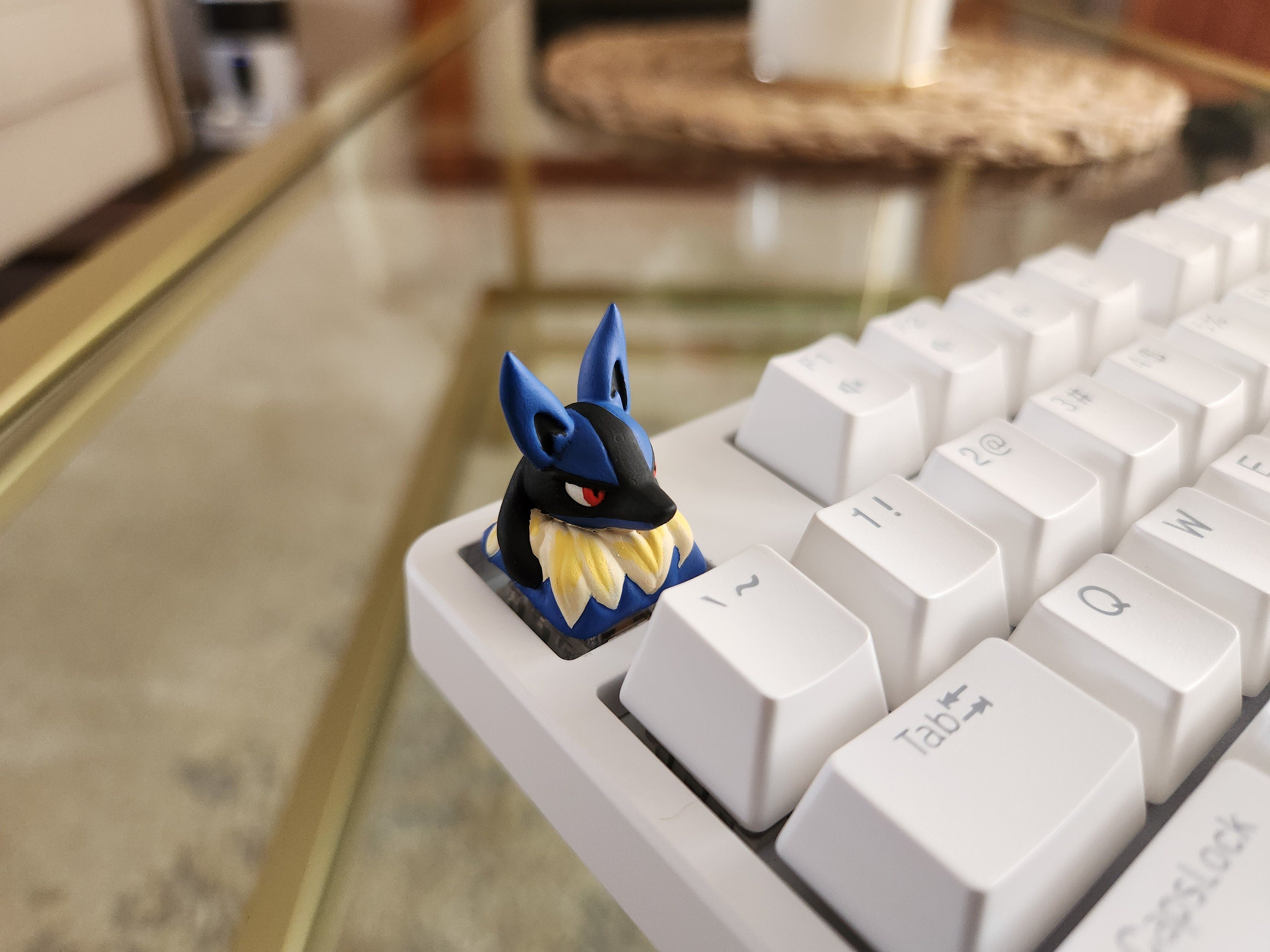 Anime Lucario Keycap - Hand Painted Cute Keycap Designs, Cherry MX