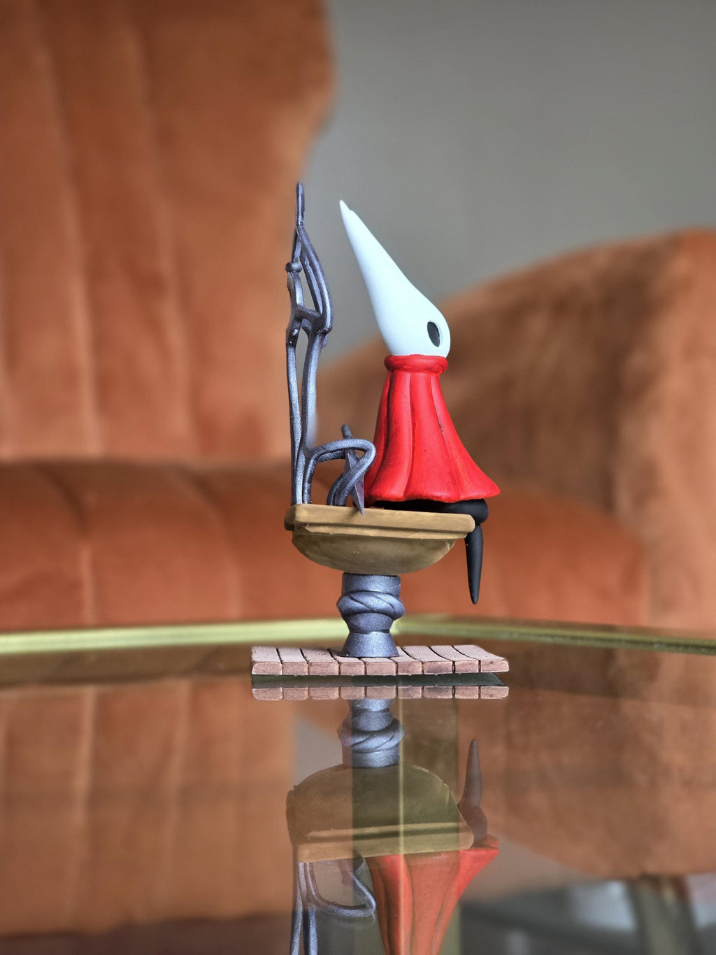 Hollow Knight Silksong Hornet on Bench Hand Painted Figure - Full Size 3D Figure Fan Art 4.5" Tall