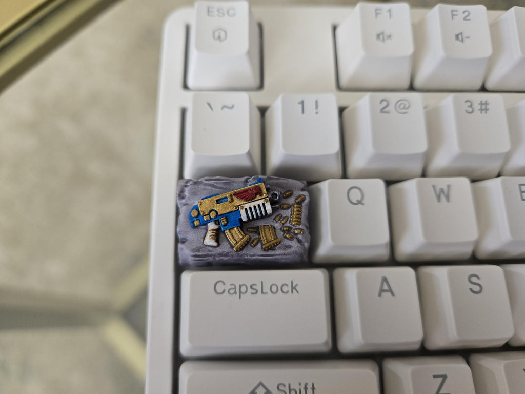 Marine Rivetgun Bolter Keycap - Hand Painted Cute Keycap Designs, Cherry MX Tab Key