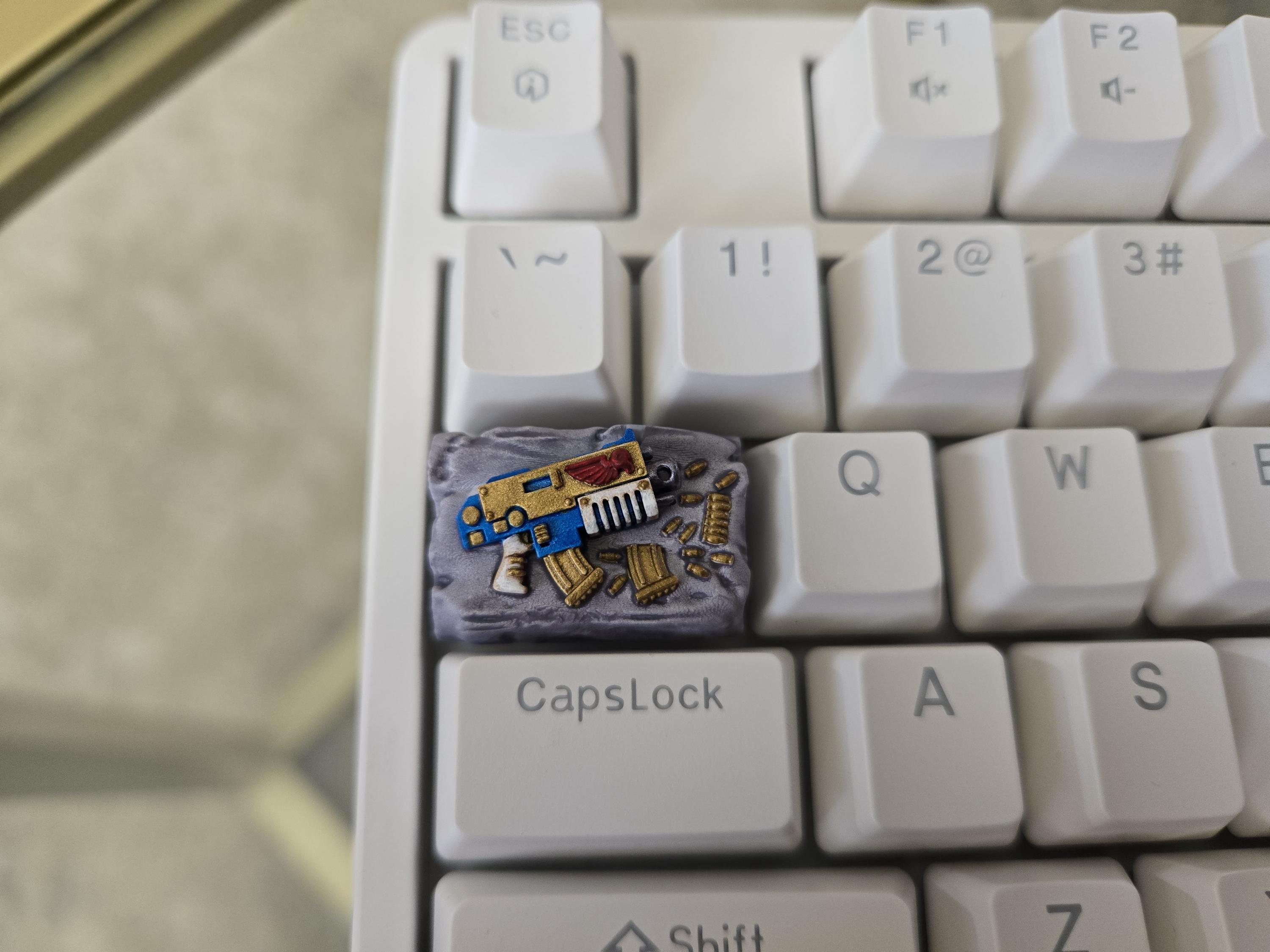 Marine Rivetgun Bolter Keycap - Hand Painted Cute Keycap Designs, Cherry MX Tab Key
