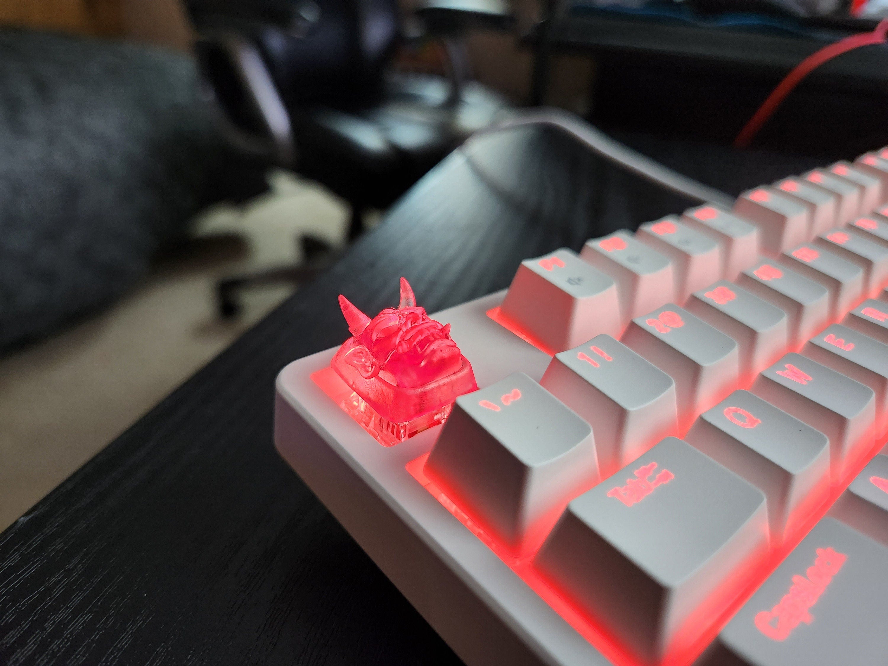 Japanese Oni Mask Keycap - Clear Transparent Cute Keycap Designs, Cherry MX, Multiple Colors