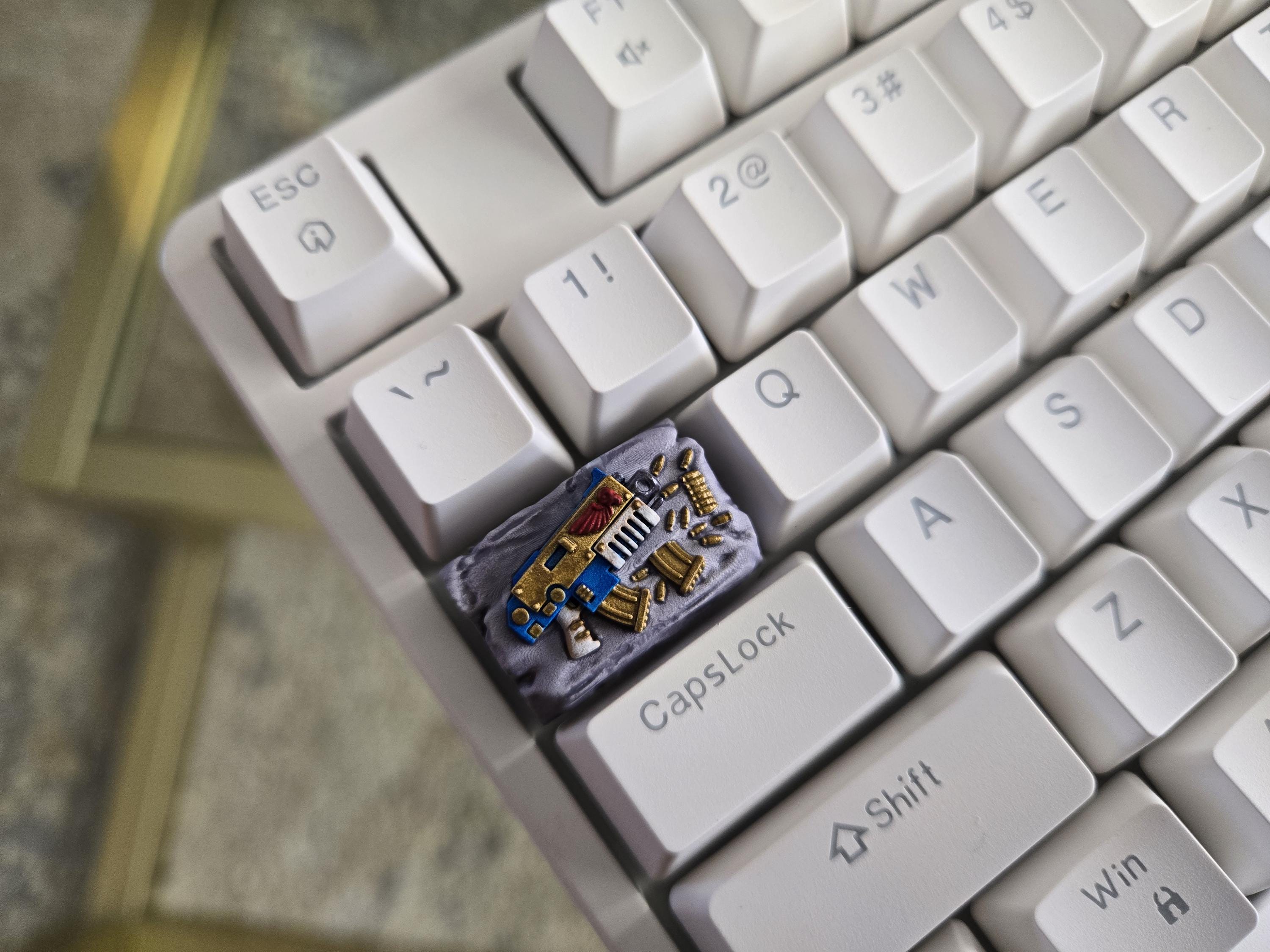 Marine Rivetgun Bolter Keycap - Hand Painted Cute Keycap Designs, Cherry MX Tab Key