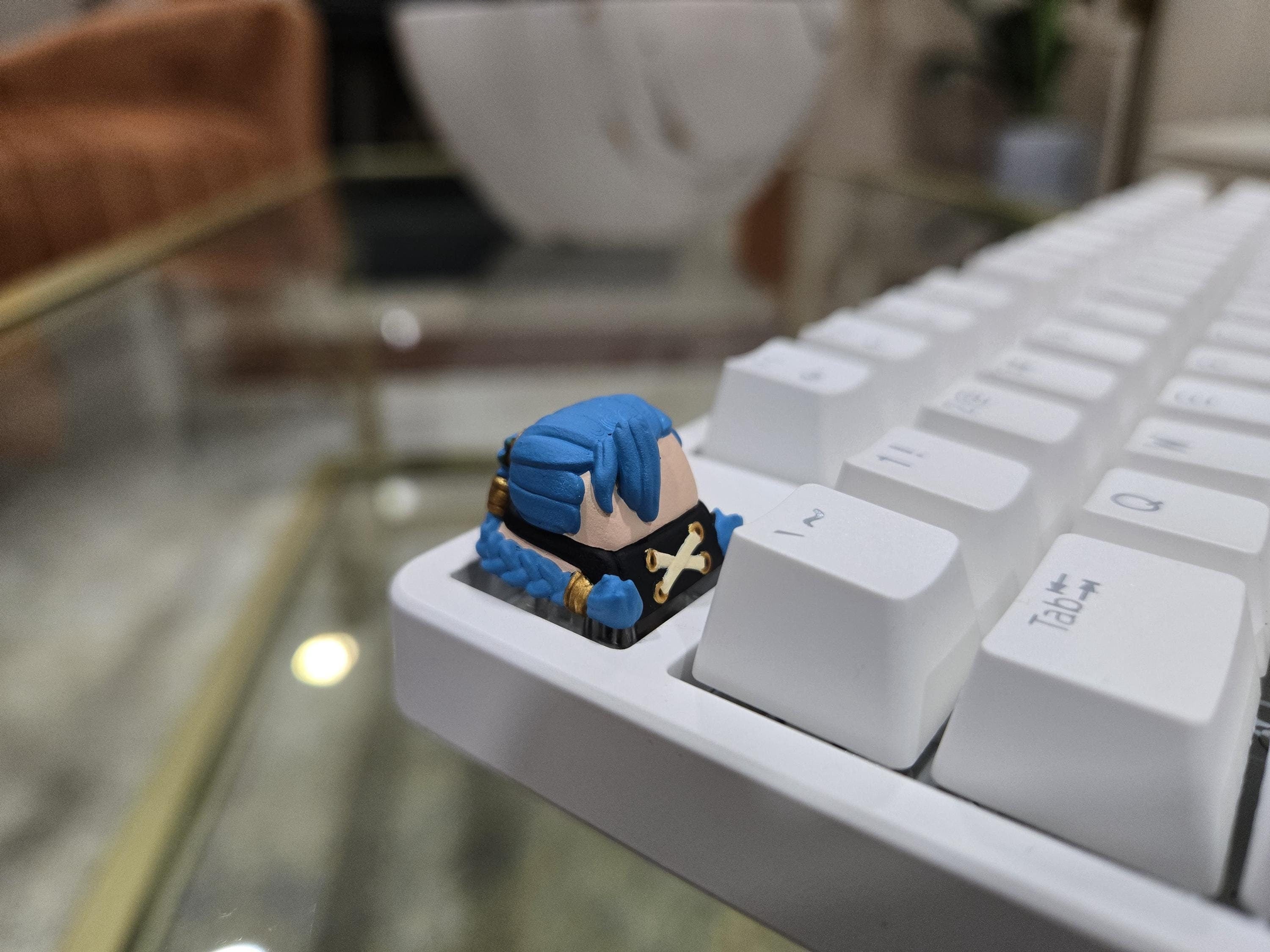 Arcane Jinx Keycap - Hand Painted Cute Keycap Designs, Cherry MX, League of Legends