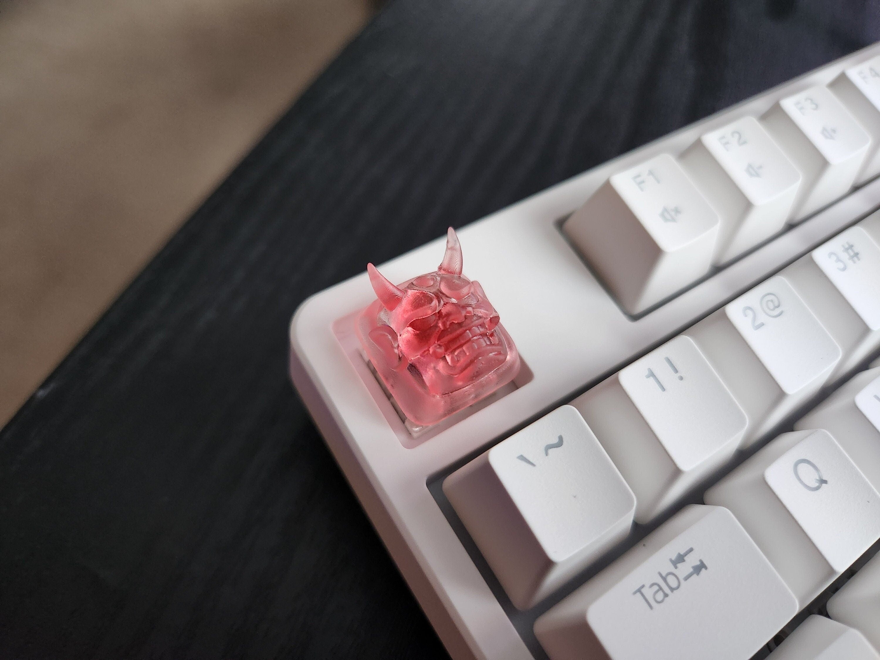 Japanese Oni Mask Keycap - Clear Transparent Cute Keycap Designs, Cherry MX, Multiple Colors