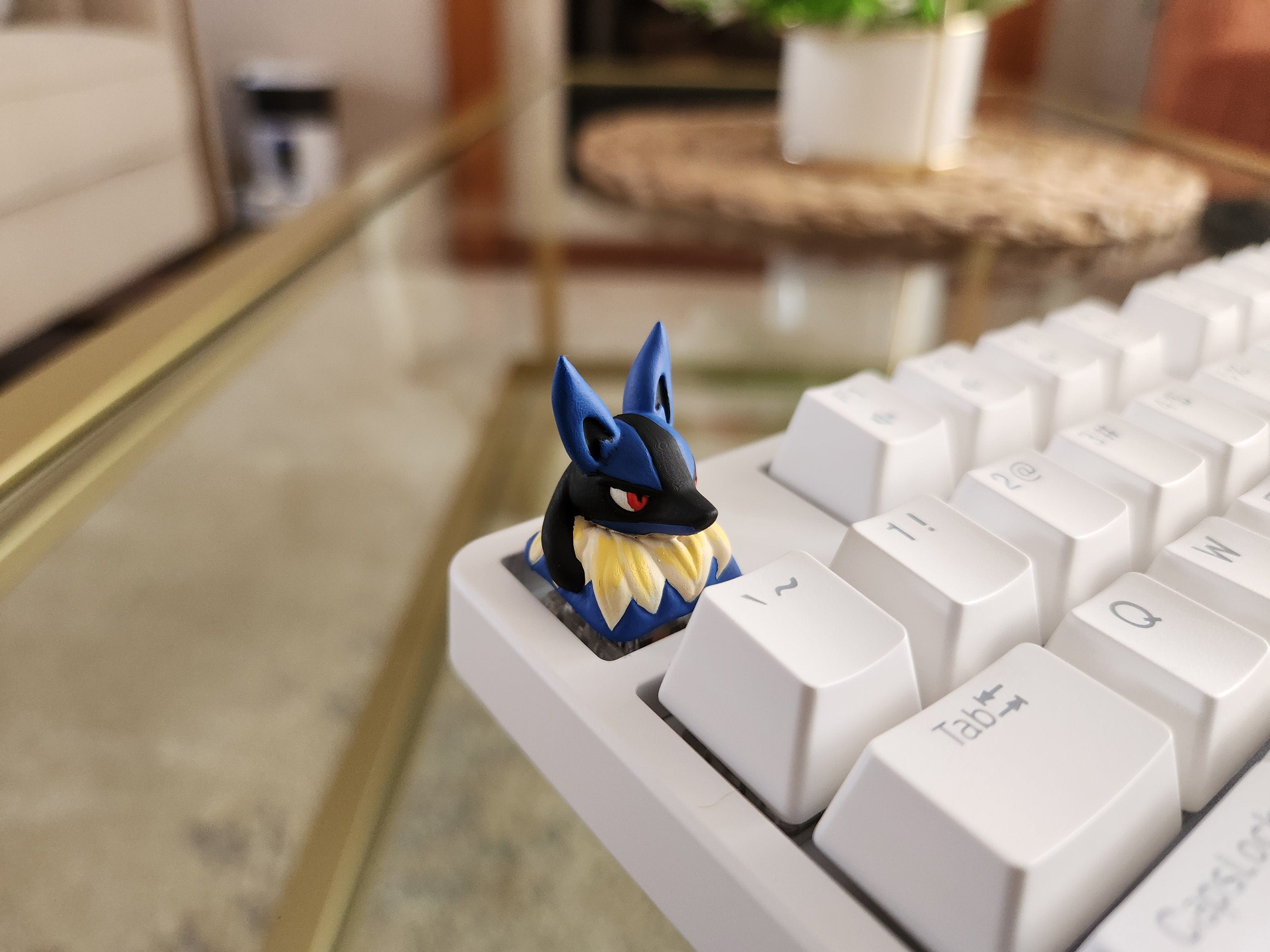 Anime Lucario Keycap - Hand Painted Cute Keycap Designs, Cherry MX