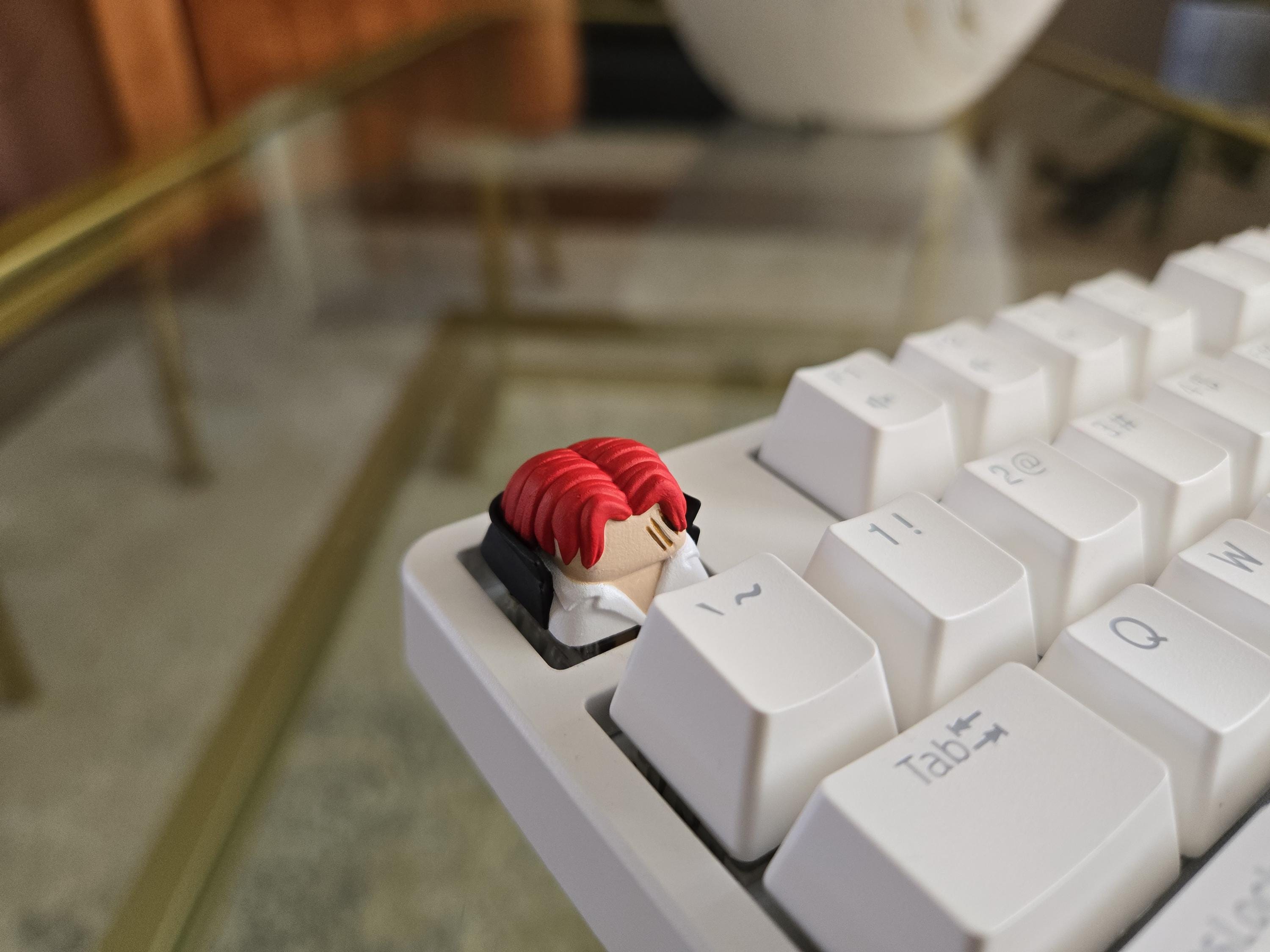 Red-Haired Shanks Fanart Keycap - Hand Painted Cute Keycap Designs, Cherry MX