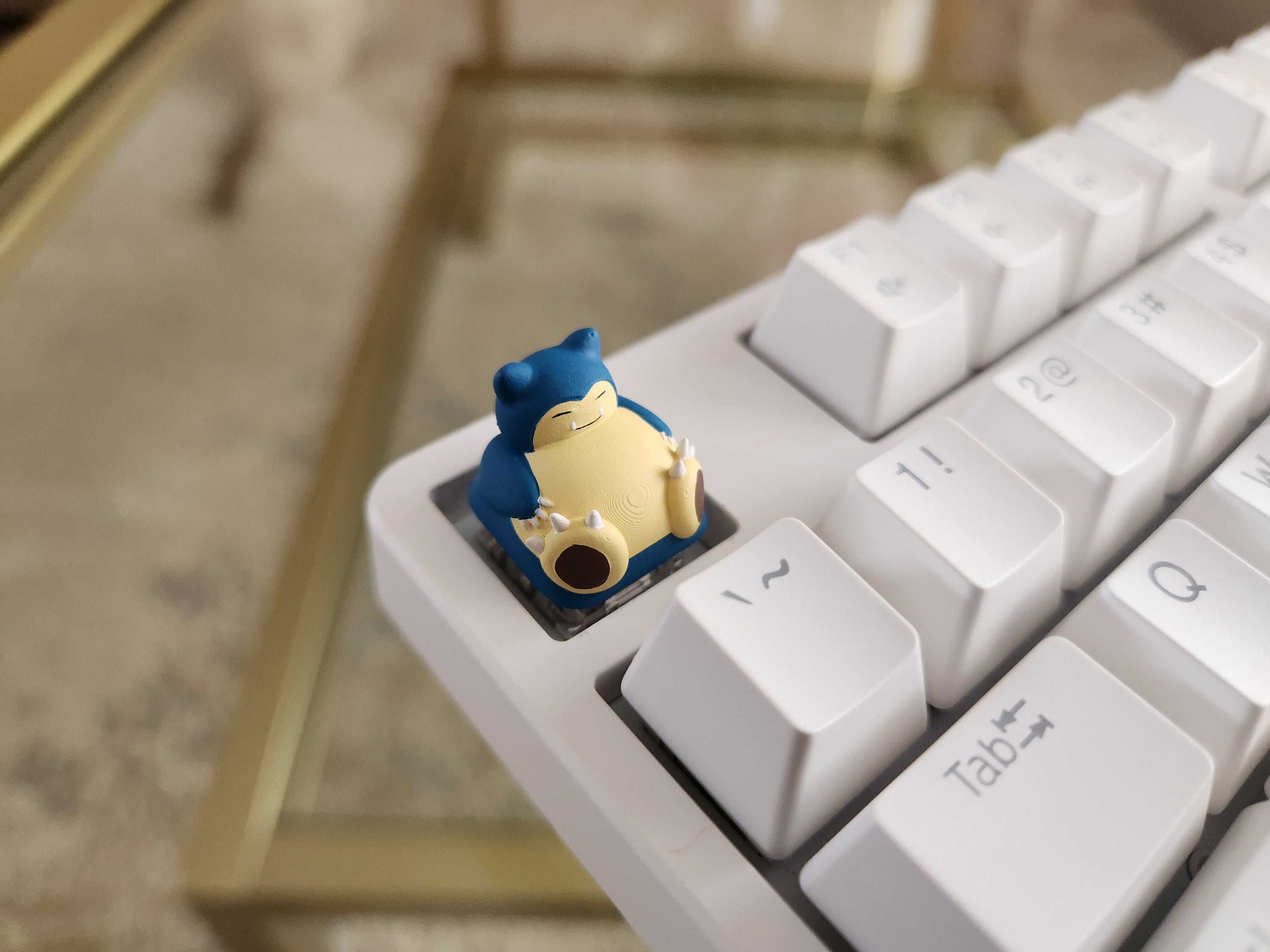 Anime Snorlax Keycap - Hand Painted Cute Keycap Designs, Cherry MX