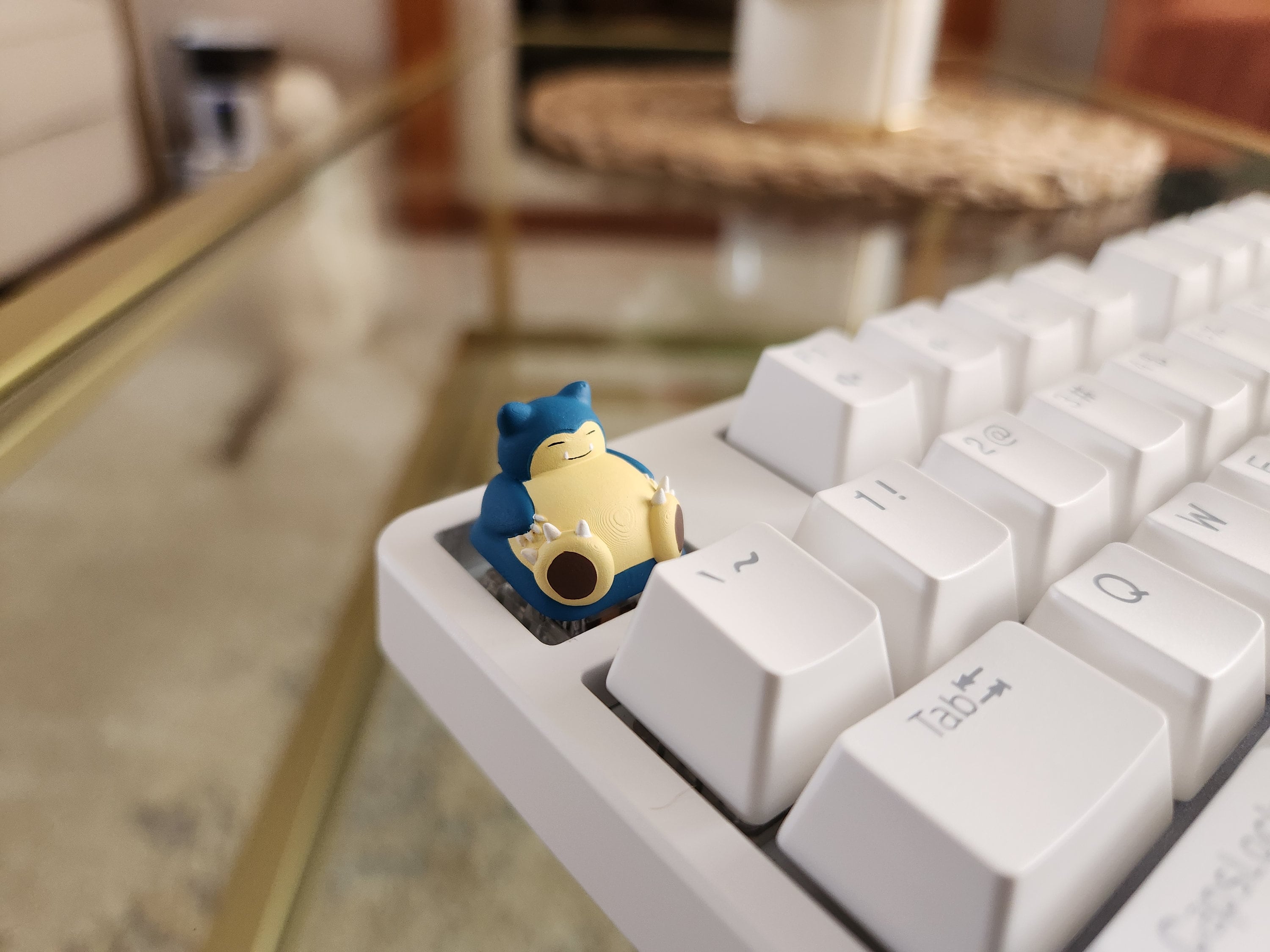 Anime Snorlax Keycap - Hand Painted Cute Keycap Designs, Cherry MX