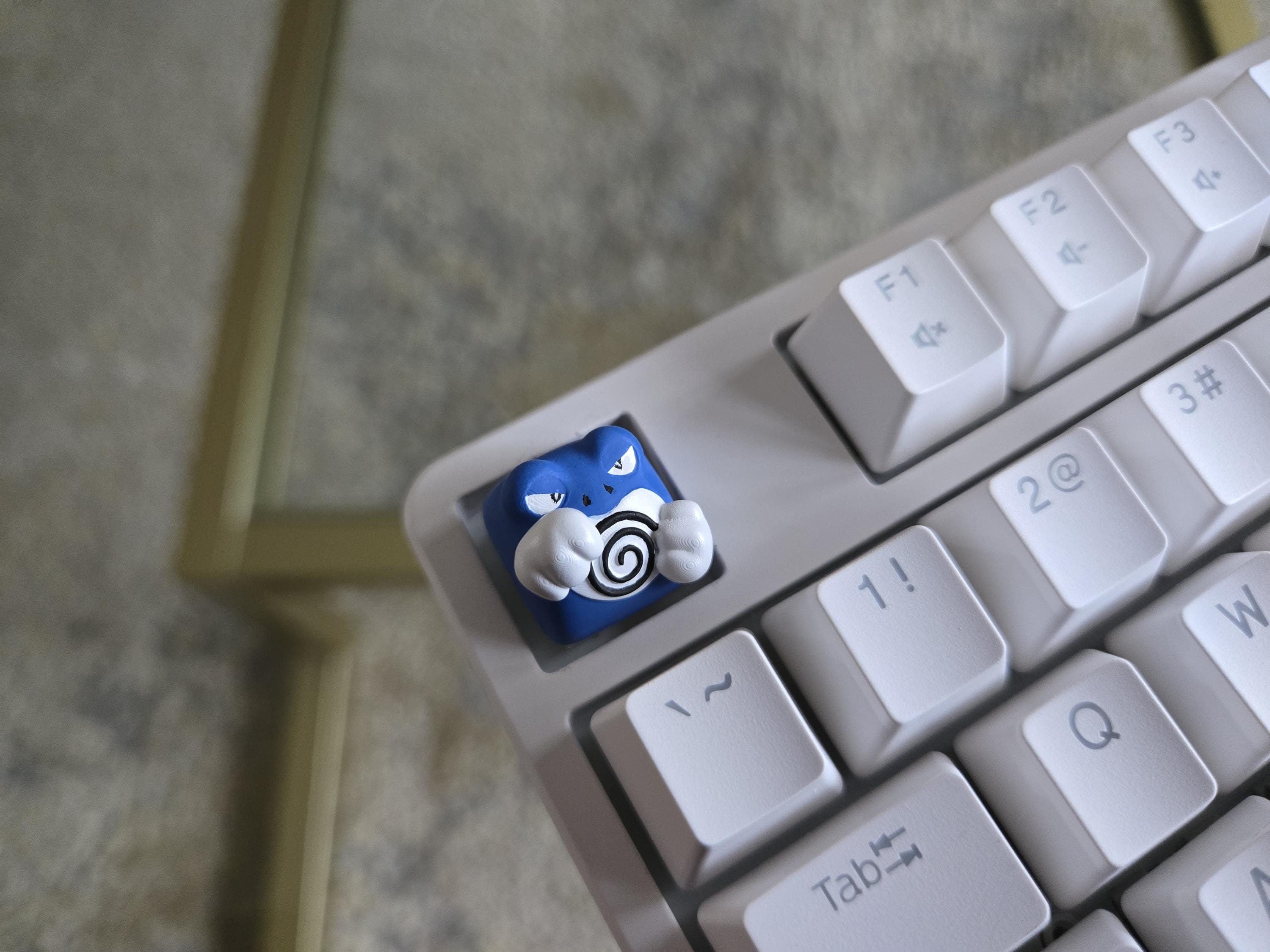 Anime Poliwrath Keycap - Hand Painted Cute Keycap Designs, Cherry MX