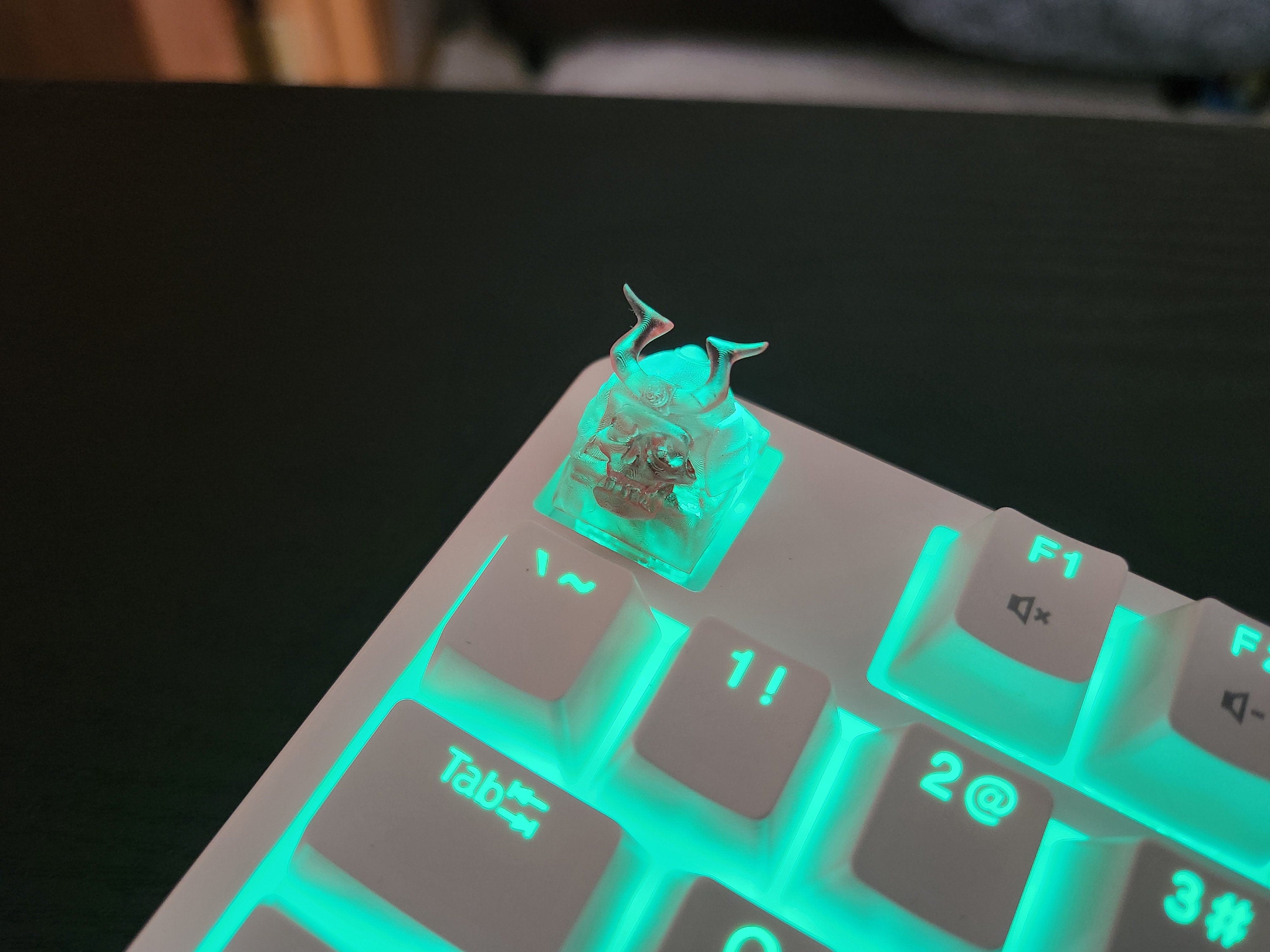 Skeleton Samurai Keycap - Clear Transparent Cute Keycap Designs, Cherry MX, Multiple Colors