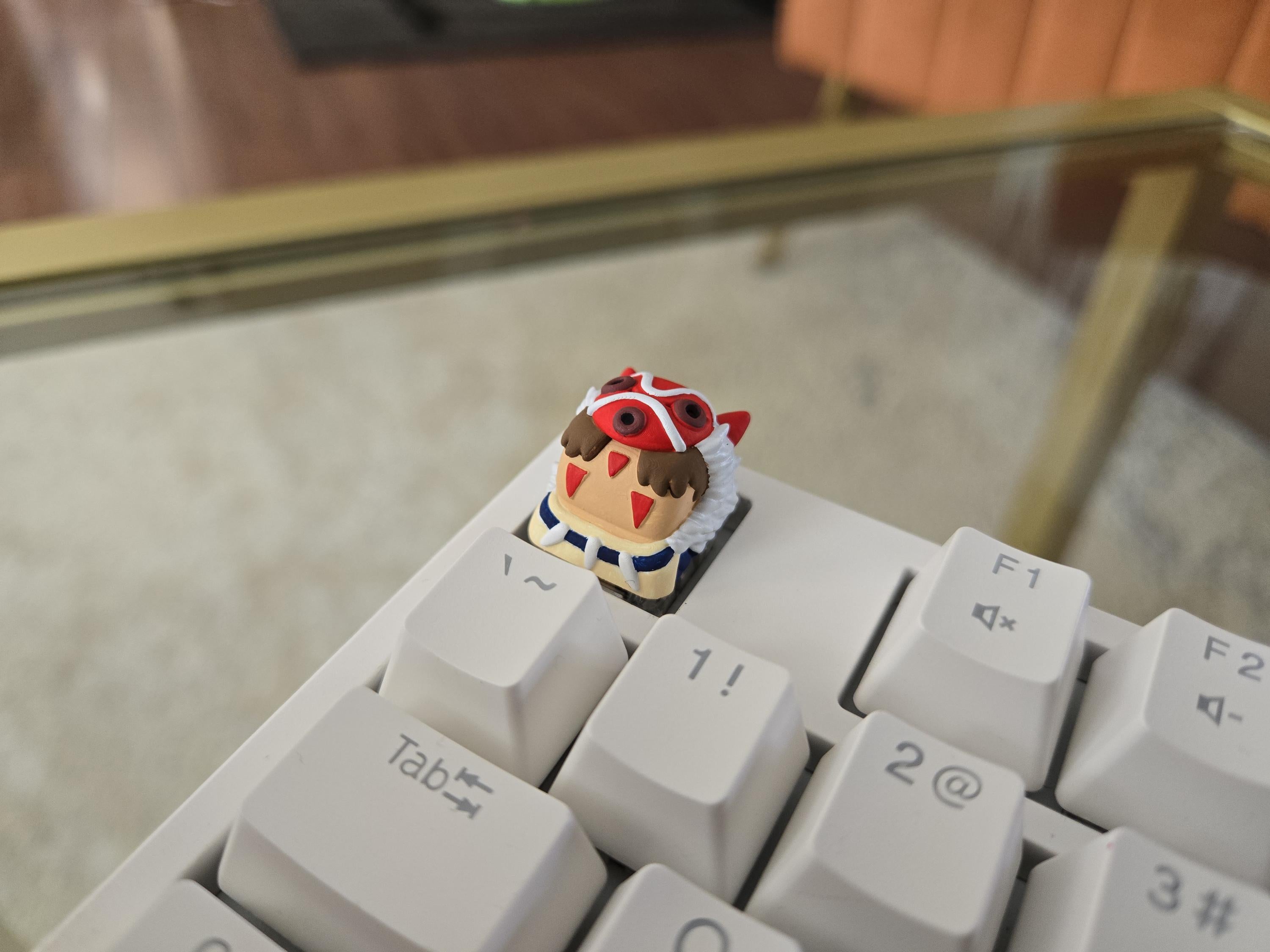 Princess Mononoke Fanart Keycap - Hand Painted Cute Keycap Designs, Cherry MX