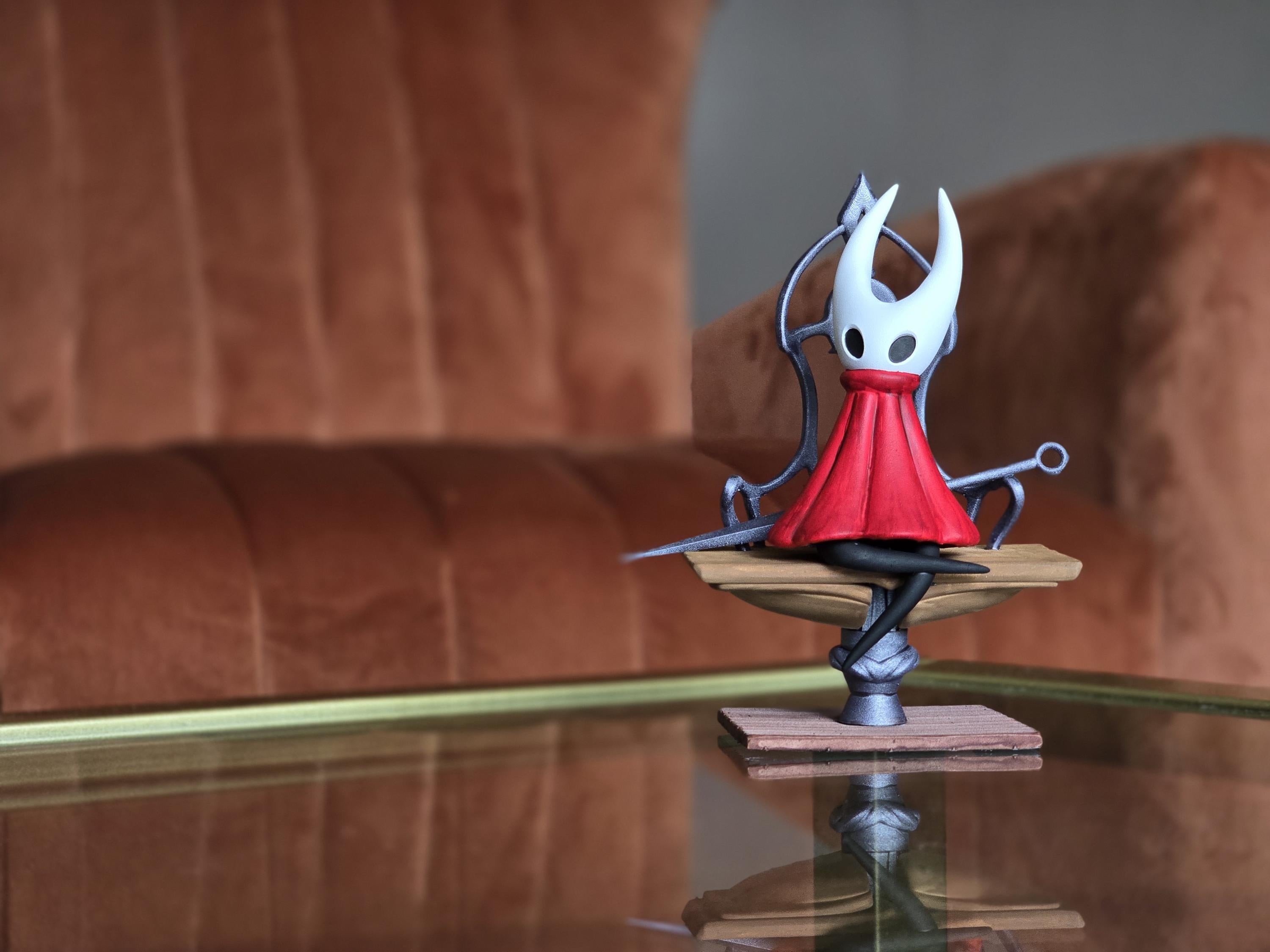 Hollow Knight Silksong Hornet on Bench Hand Painted Figure - Full Size 3D Figure Fan Art 4.5" Tall