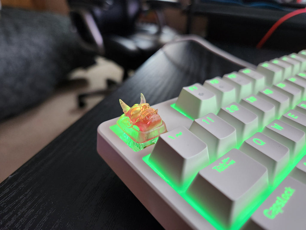 Japanese Oni Mask Keycap - Clear Transparent Cute Keycap Designs, Cherry MX, Multiple Colors