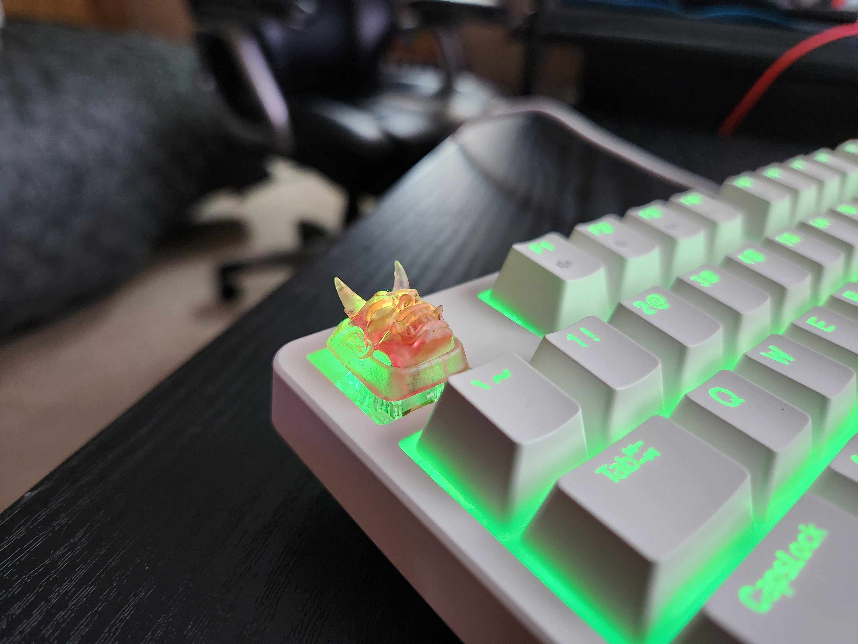 Japanese Oni Mask Keycap - Clear Transparent Cute Keycap Designs, Cherry MX, Multiple Colors