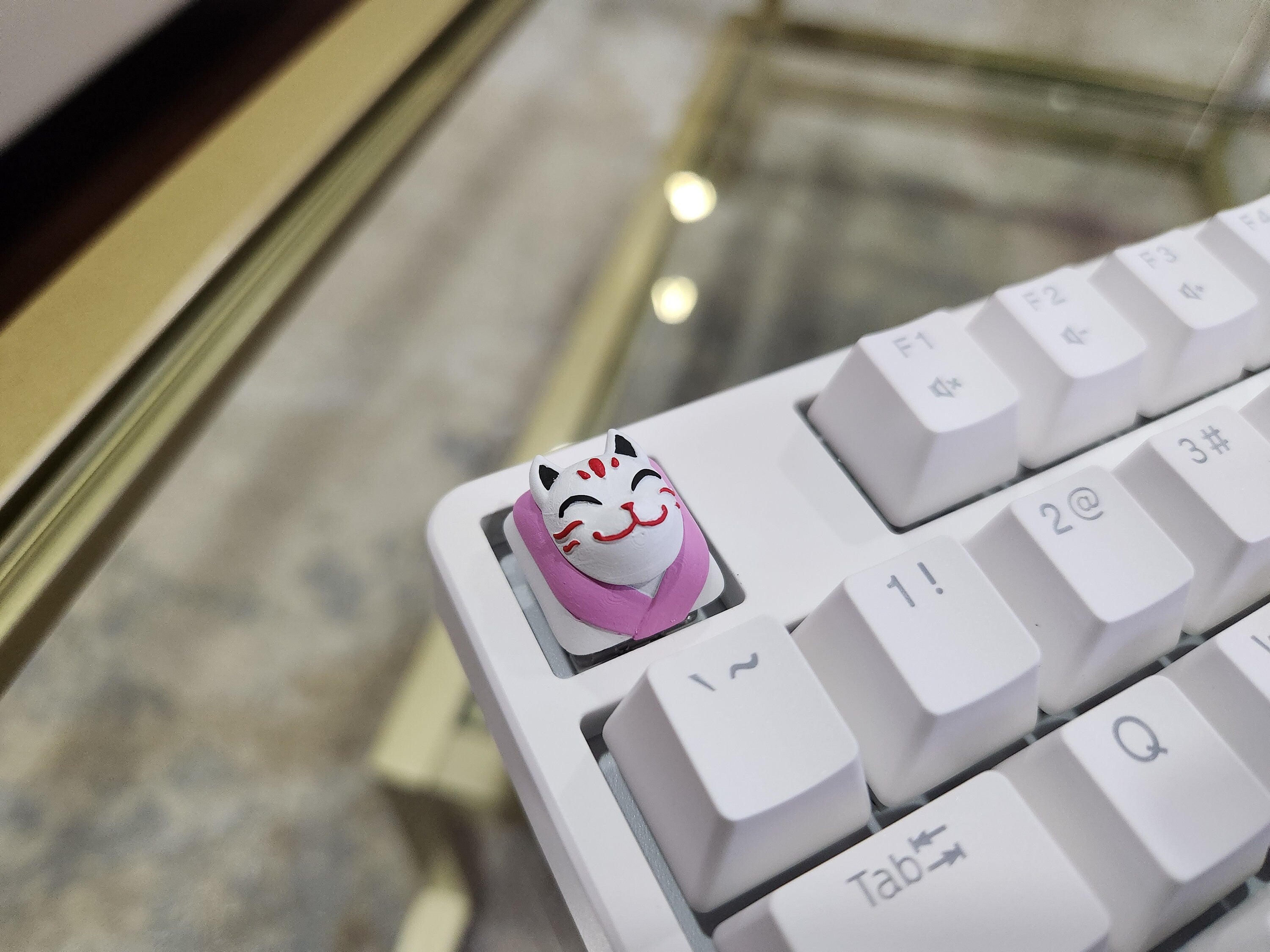 Kitsune Japanese Keycap - Hand Painted, Cute Keycap Designs, Cherry MX