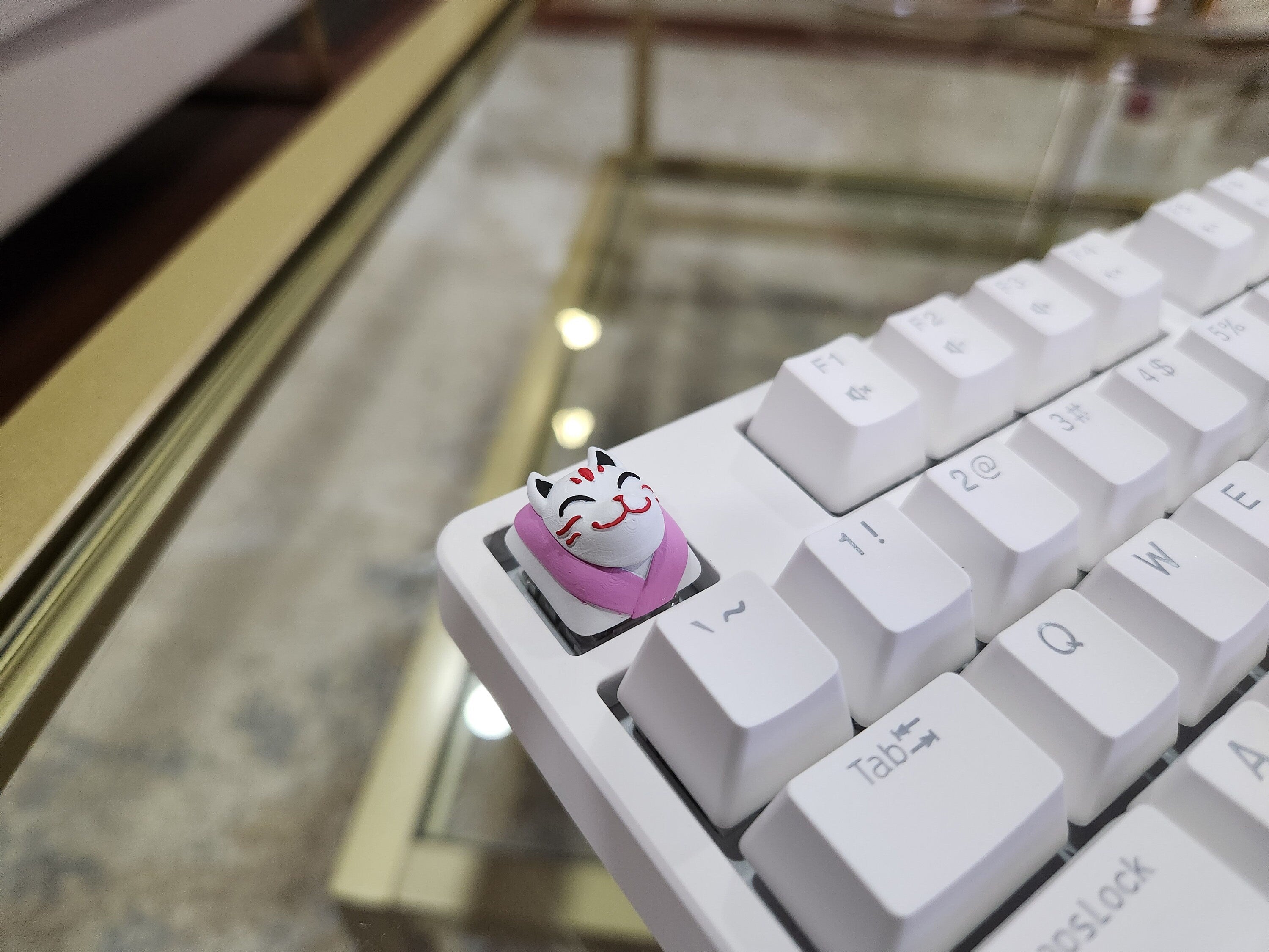 Kitsune Japanese Keycap - Hand Painted, Cute Keycap Designs, Cherry MX