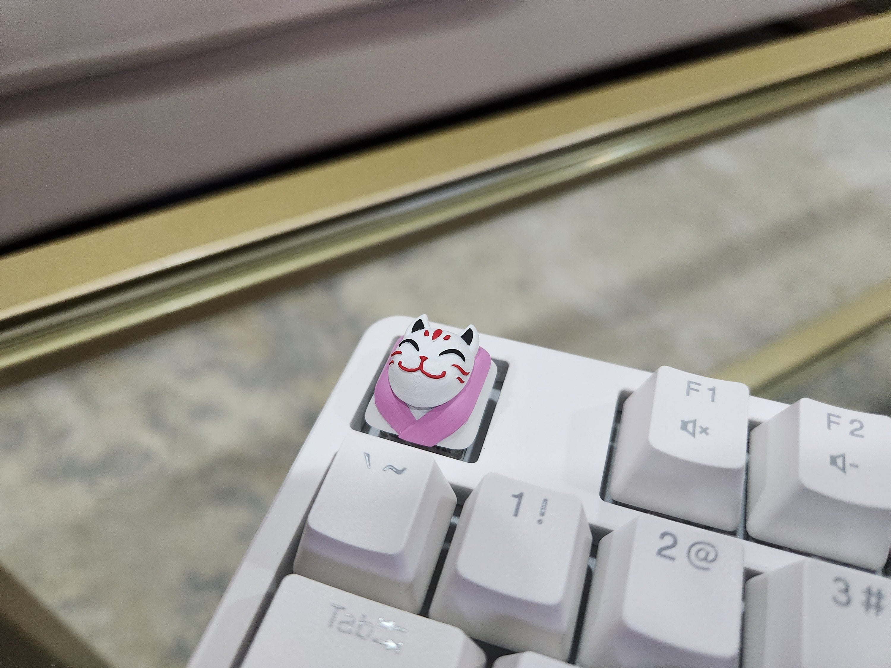 Kitsune Japanese Keycap - Hand Painted, Cute Keycap Designs, Cherry MX