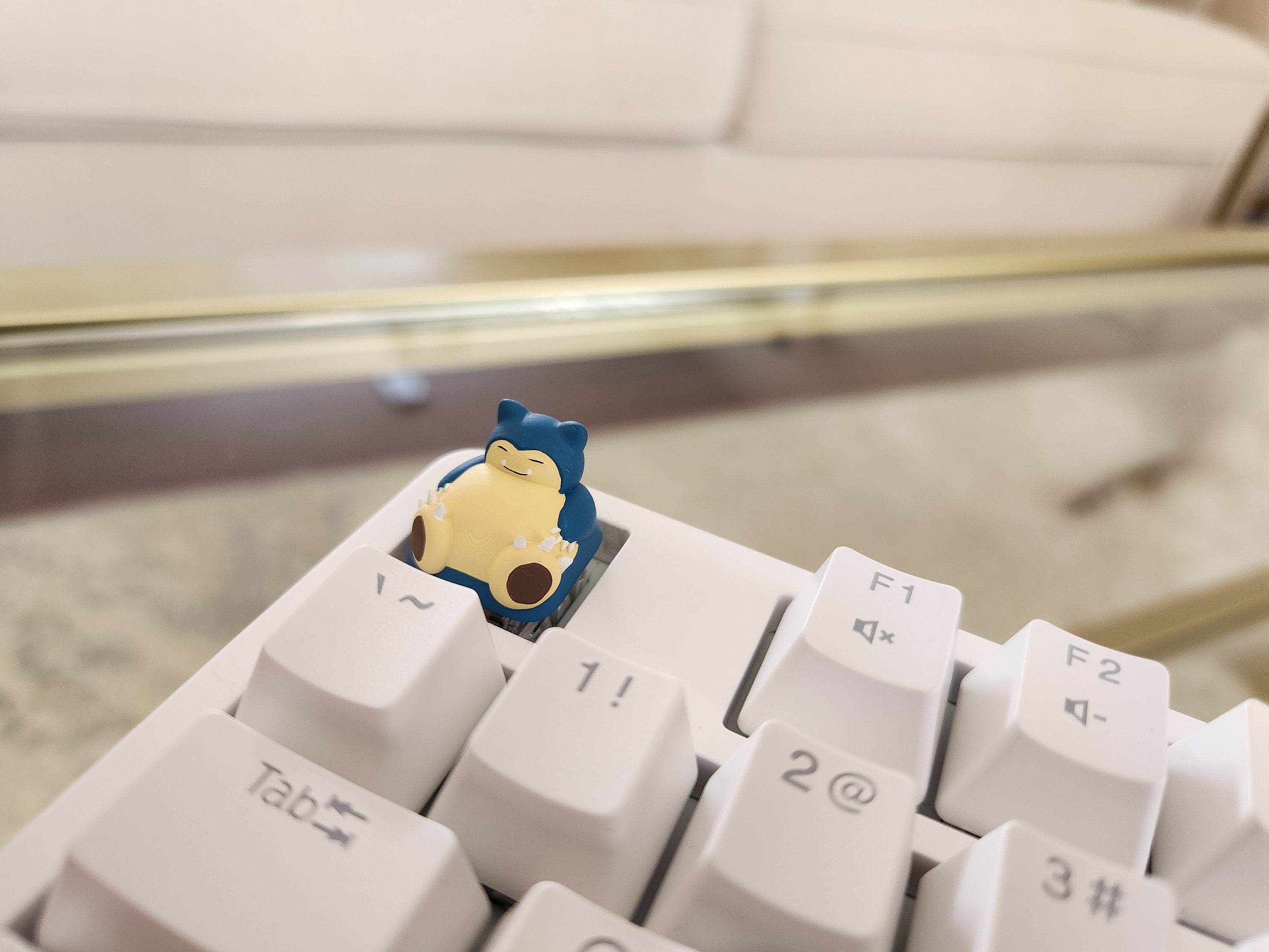Anime Snorlax Keycap - Hand Painted Cute Keycap Designs, Cherry MX