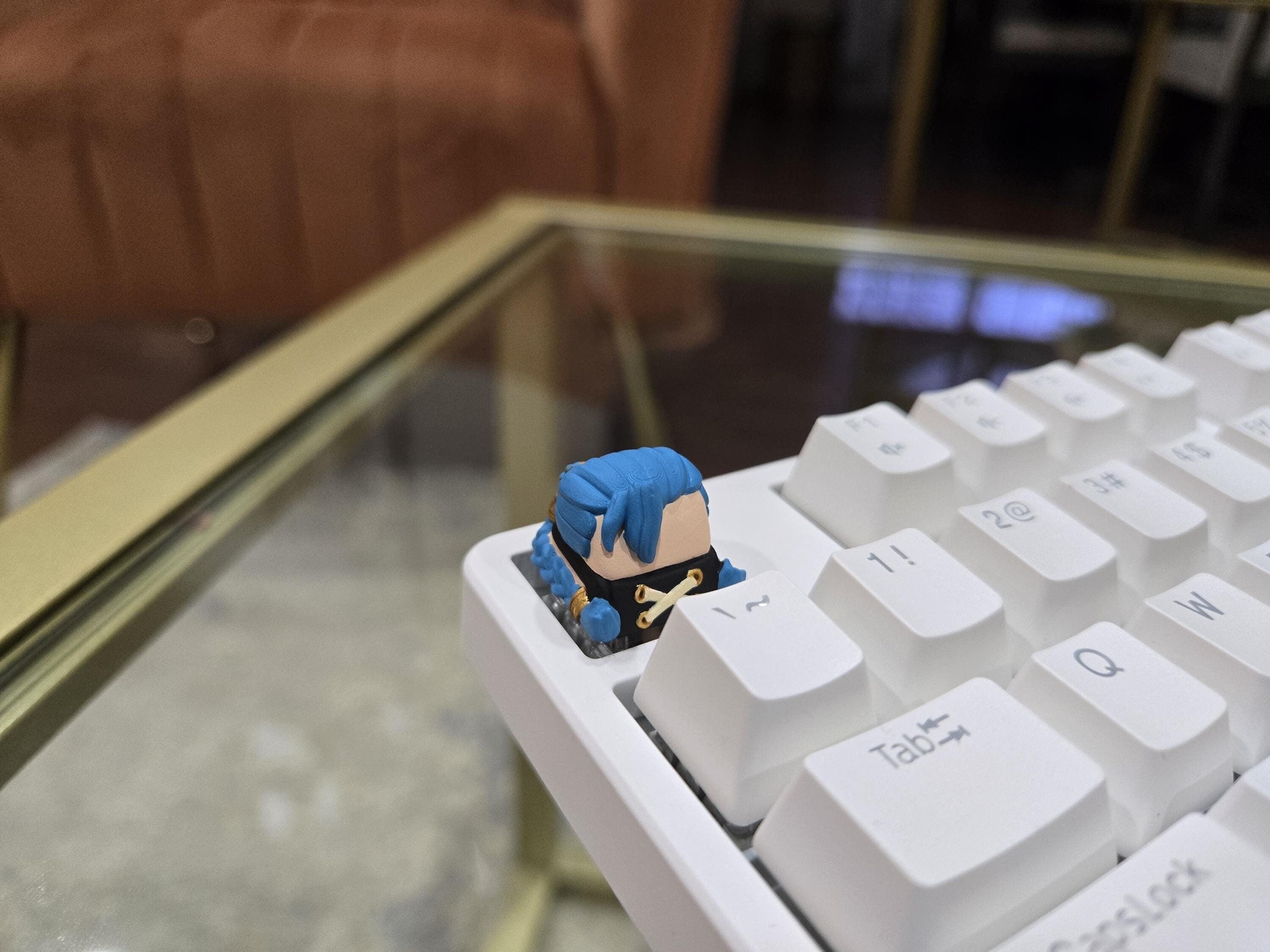 Arcane Jinx Keycap - Hand Painted Cute Keycap Designs, Cherry MX, League of Legends