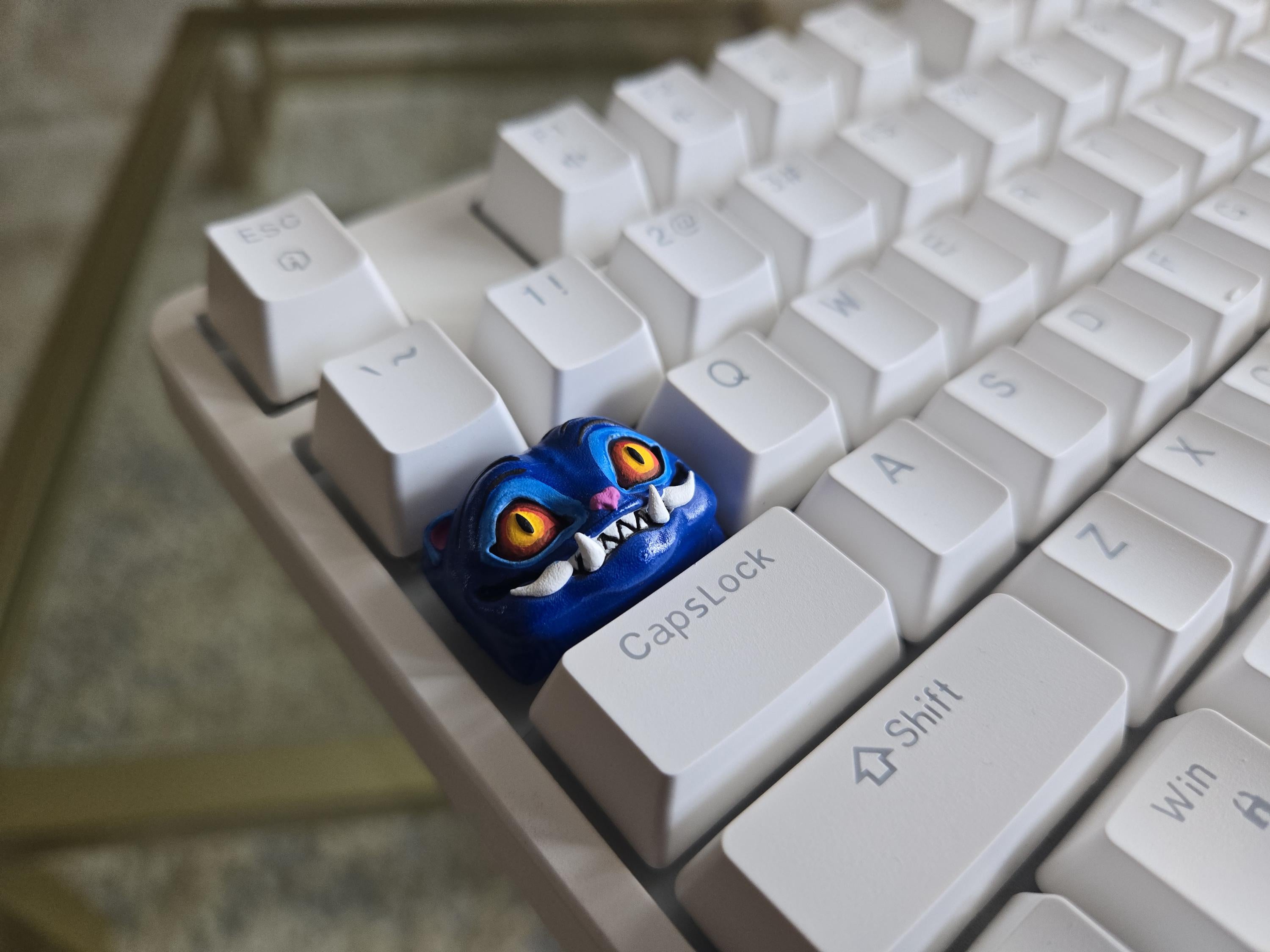 Demon Hunter Cat Keycap - Hand Painted Cute Keycap Designs, Cherry MX 1.5u Tab Key