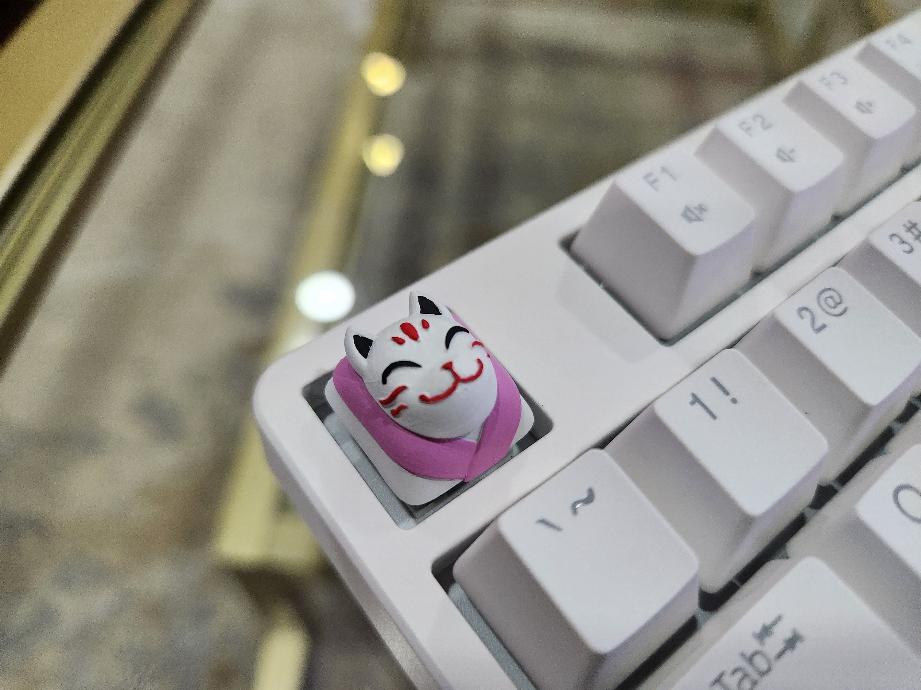 Kitsune Japanese Keycap - Hand Painted, Cute Keycap Designs, Cherry MX