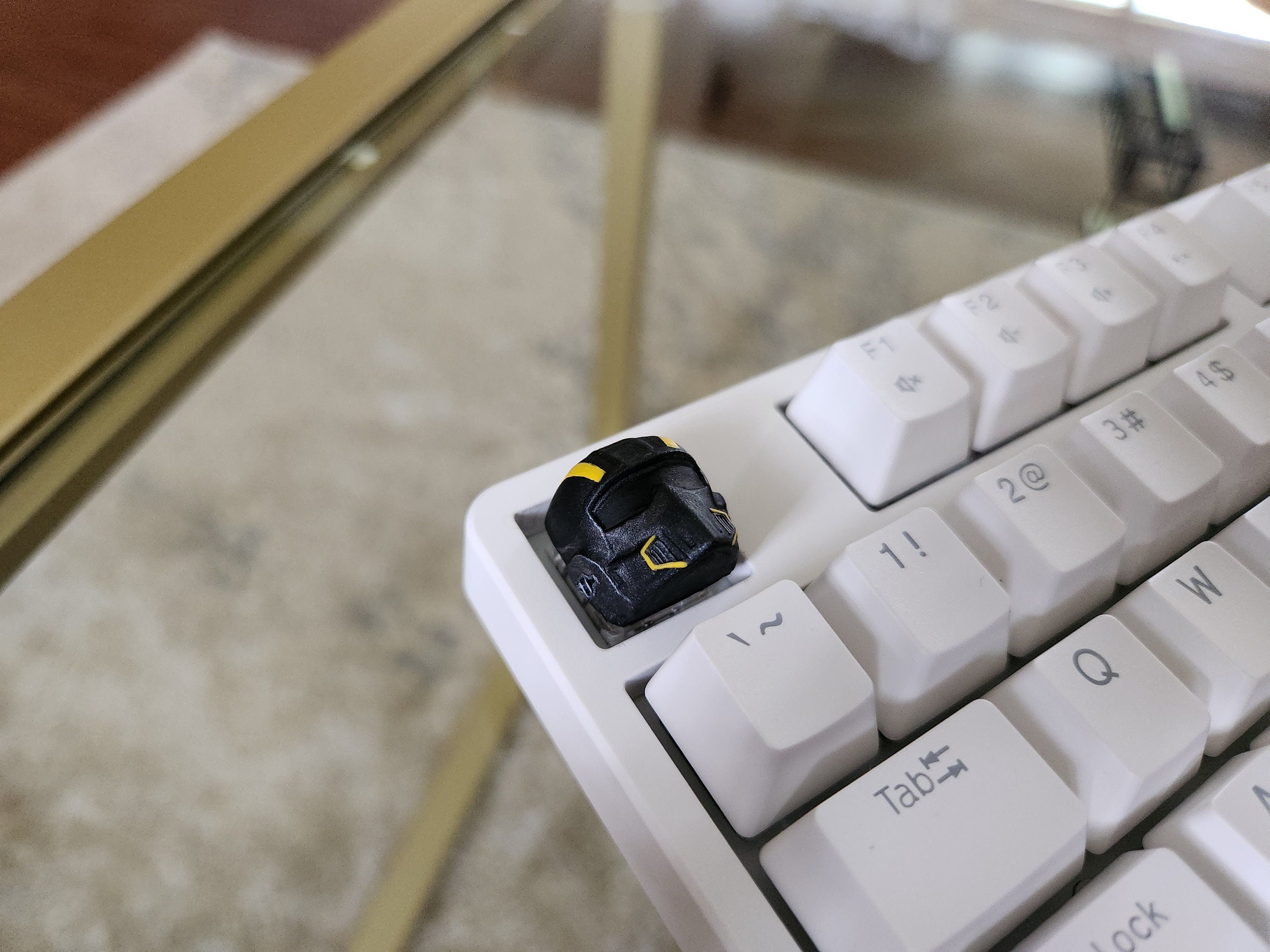 Helldivers Helmet Keycap - Hand Painted, Cute Keycap Designs, Cherry MX