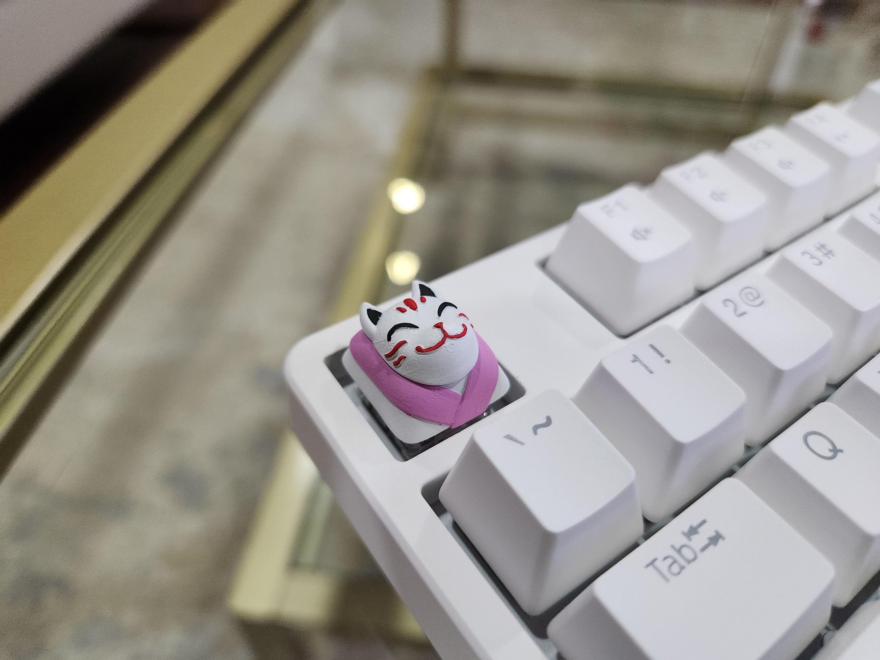 Kitsune Japanese Keycap - Hand Painted, Cute Keycap Designs, Cherry MX