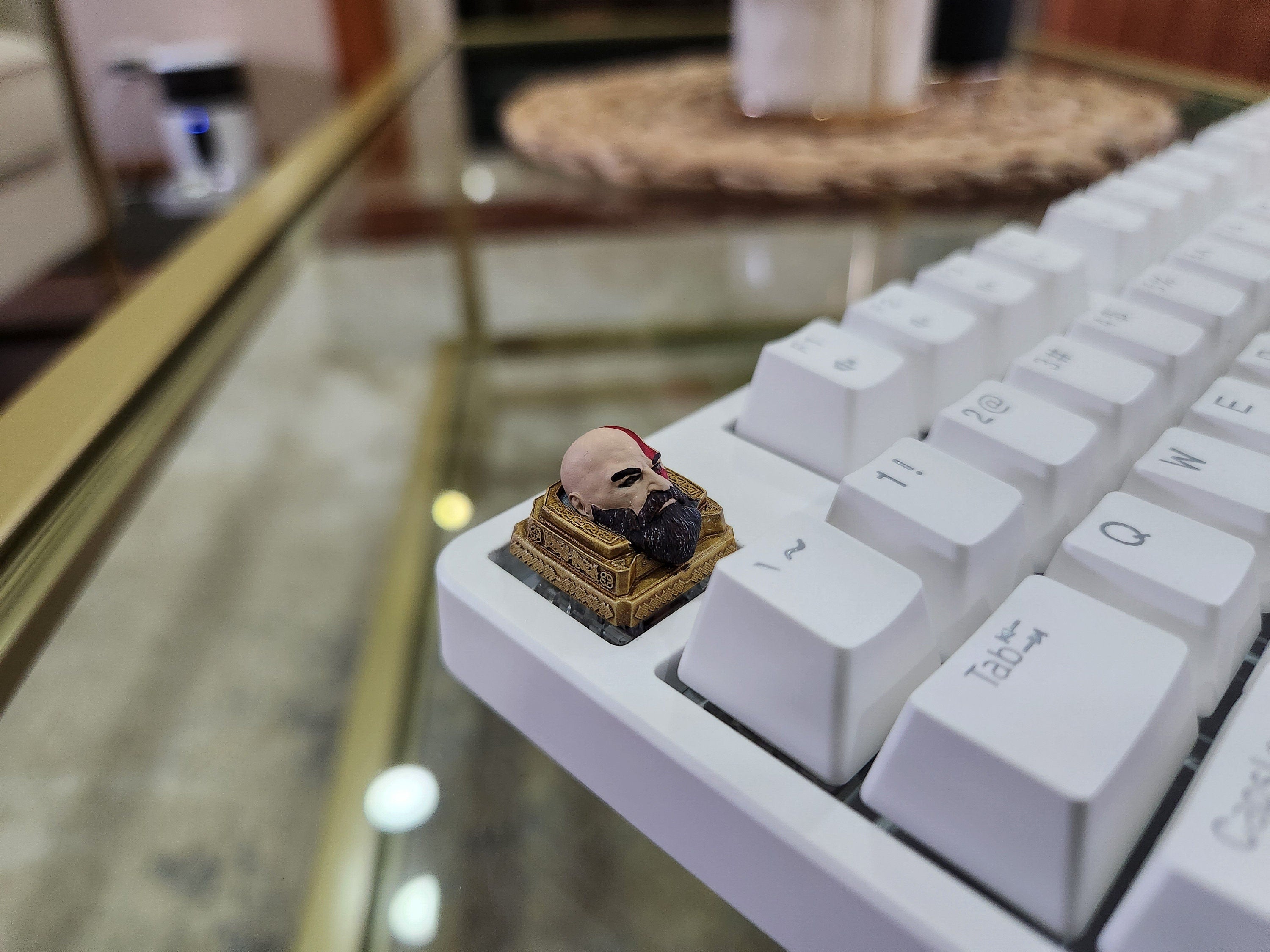 Video Game Kratos Keycap - Hand Painted Cute Keycap Designs, Cherry MX, Artisian Keycap