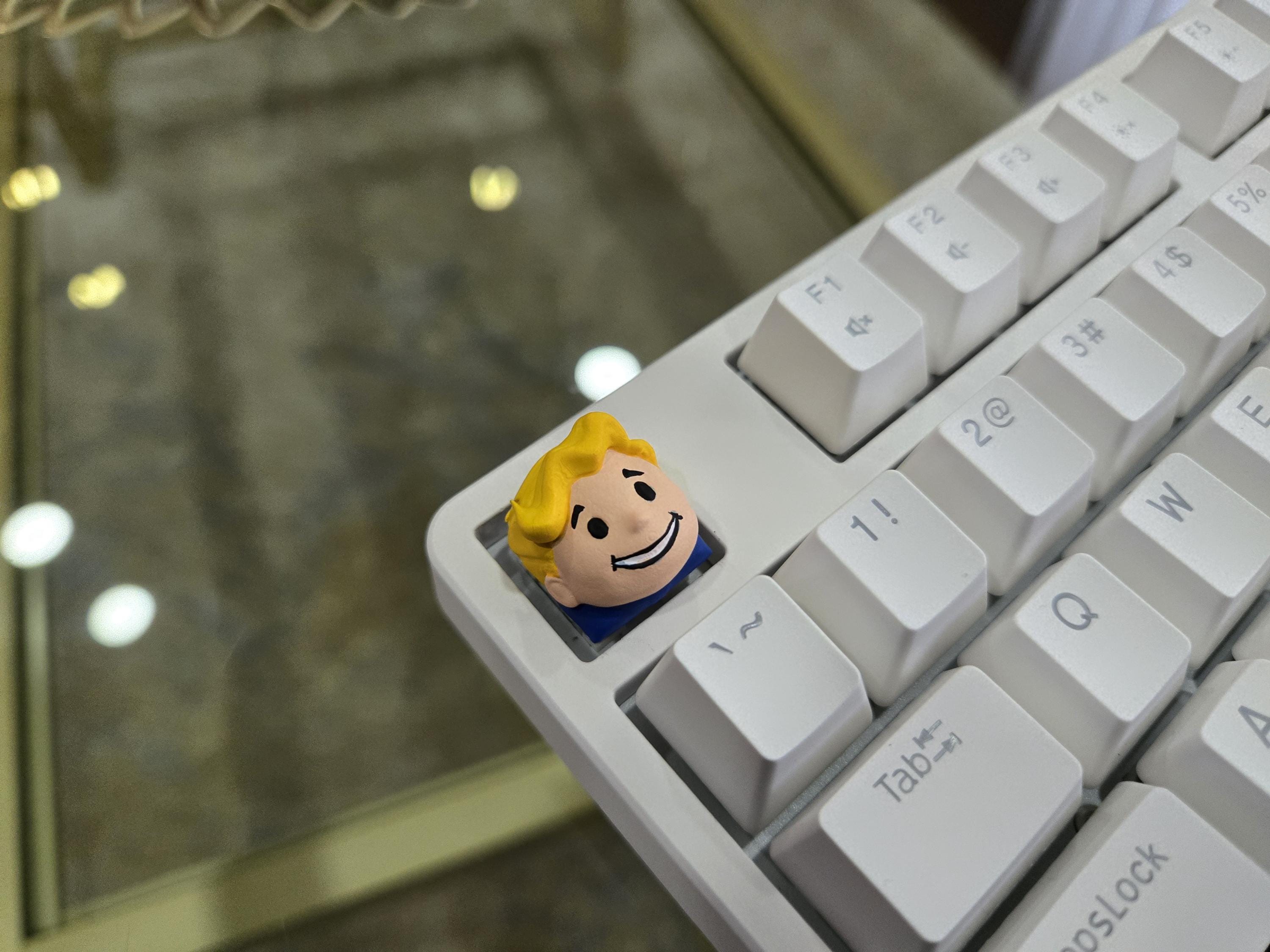 Video Game Vault Boy Keycap - Hand Painted, Cute Keycap Designs, Cherry MX