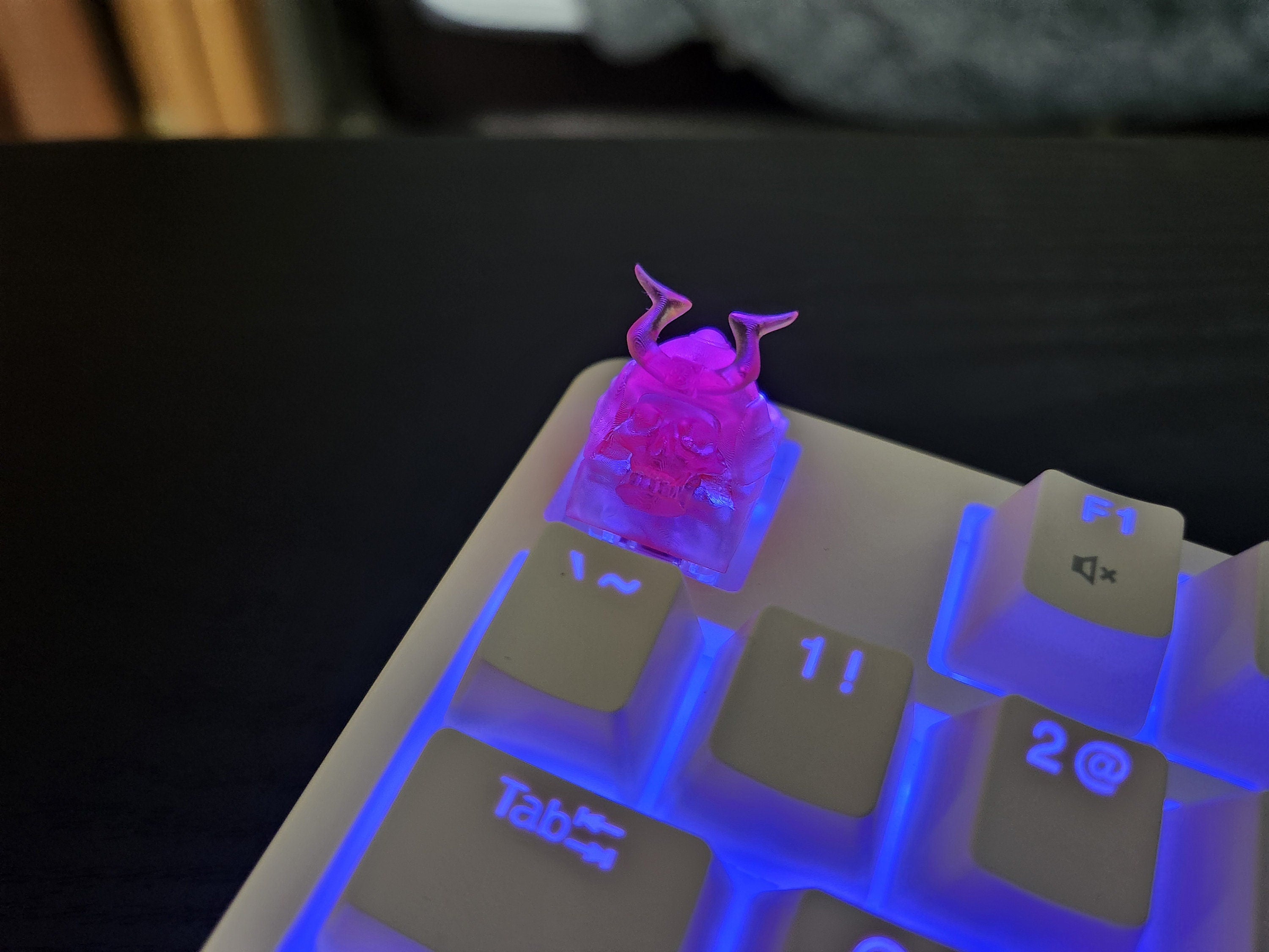 Skeleton Samurai Keycap - Clear Transparent Cute Keycap Designs, Cherry MX, Multiple Colors