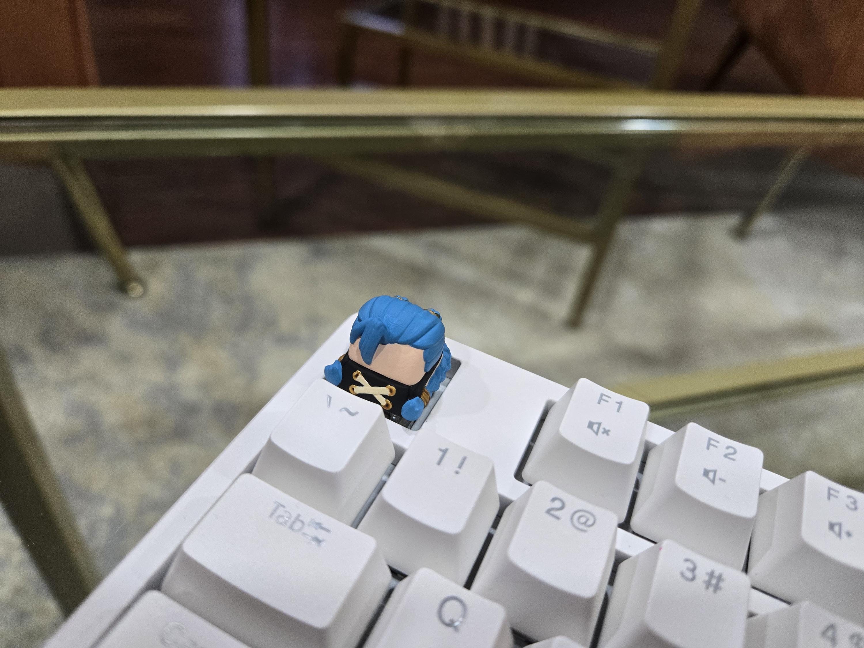 Arcane Jinx Keycap - Hand Painted Cute Keycap Designs, Cherry MX, League of Legends