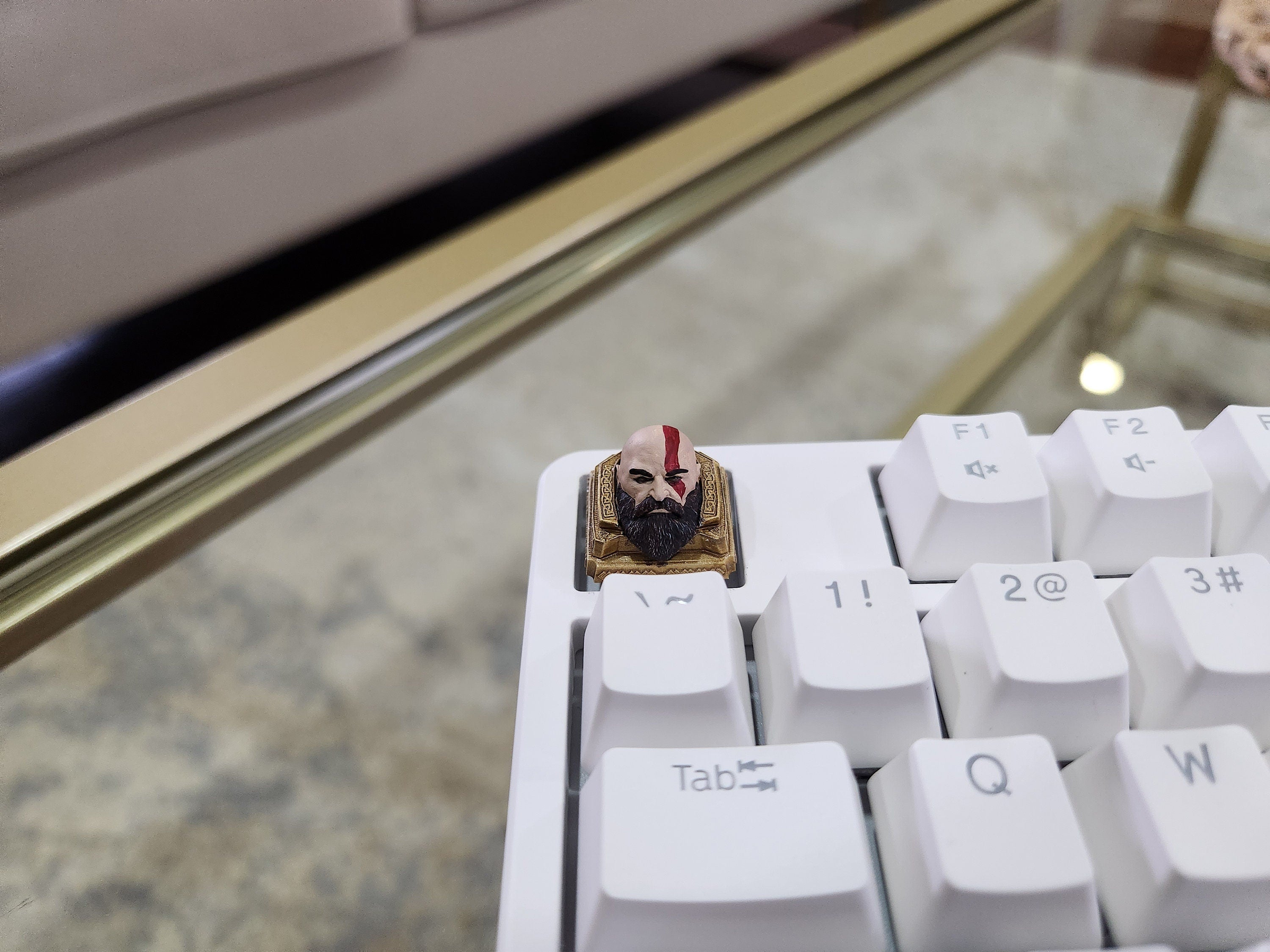 Video Game Kratos Keycap - Hand Painted Cute Keycap Designs, Cherry MX, Artisian Keycap