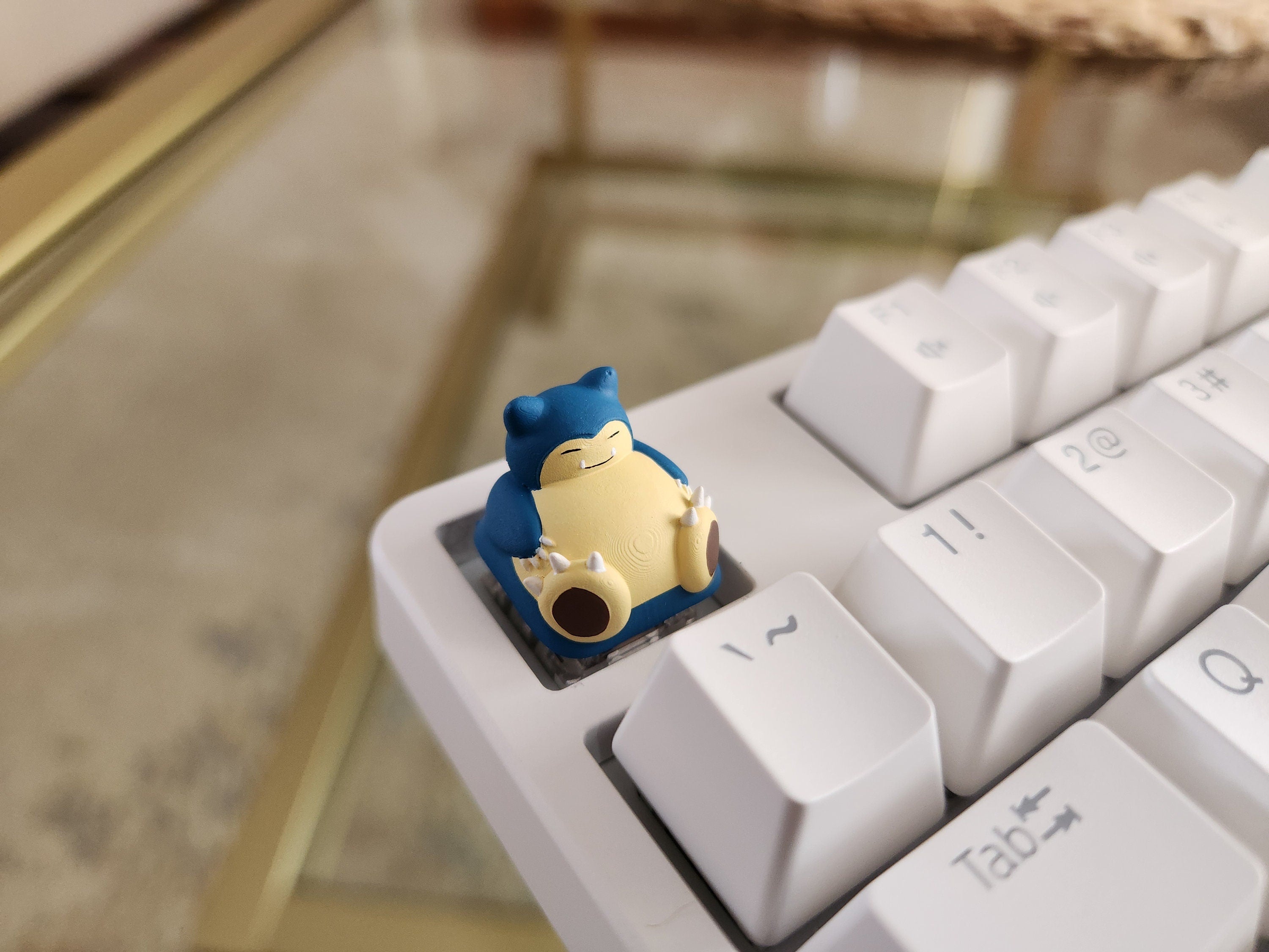 Anime Snorlax Keycap - Hand Painted Cute Keycap Designs, Cherry MX