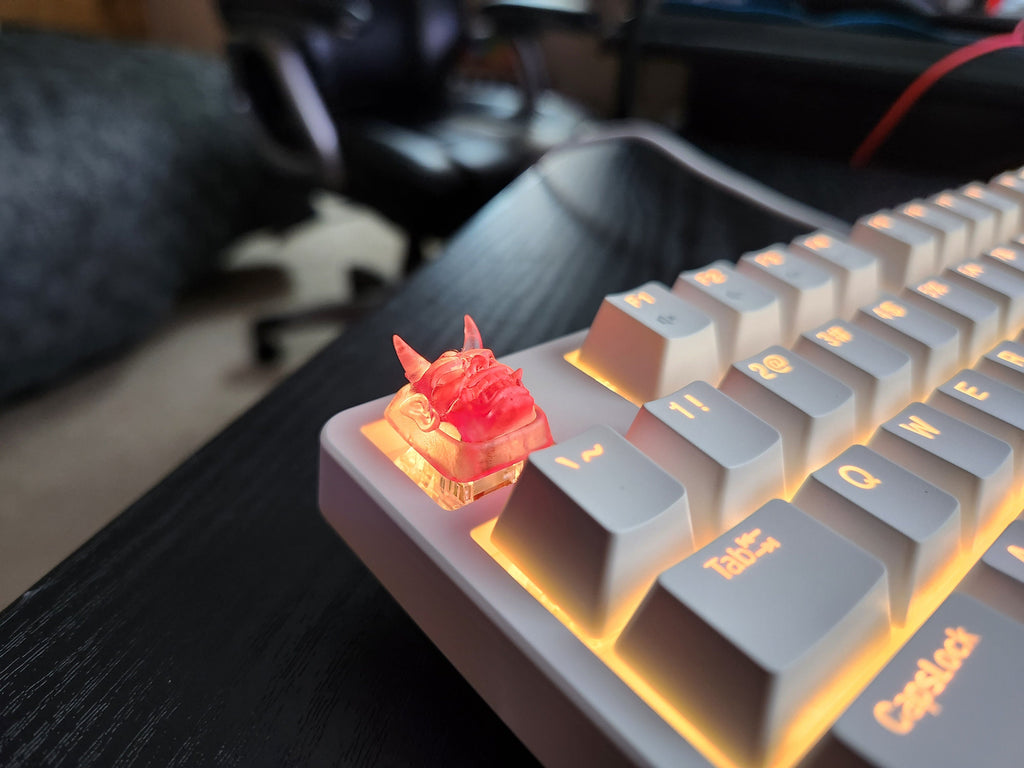 Japanese Oni Mask Keycap - Clear Transparent Cute Keycap Designs, Cherry MX, Multiple Colors