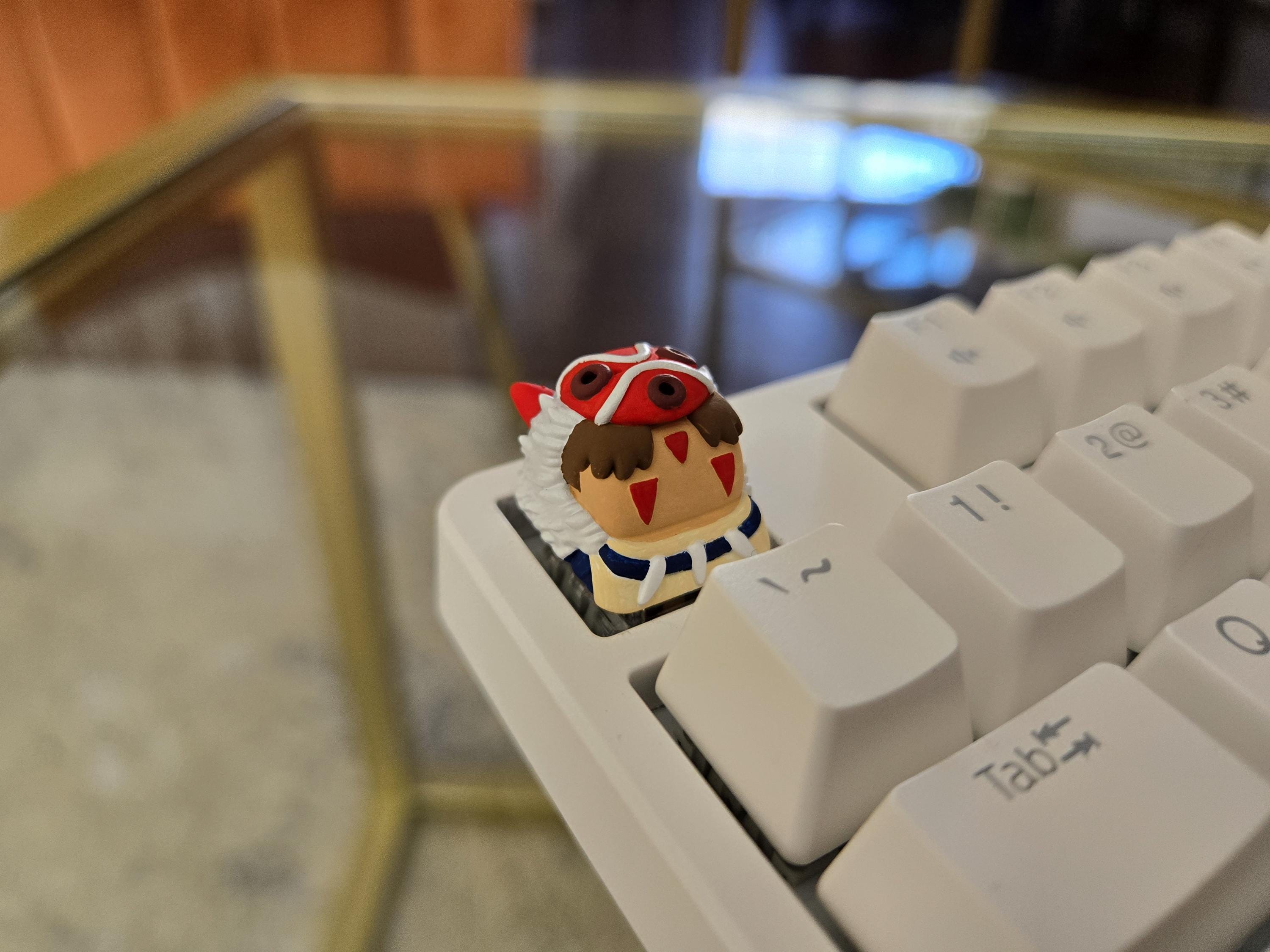 Princess Mononoke Fanart Keycap - Hand Painted Cute Keycap Designs, Cherry MX