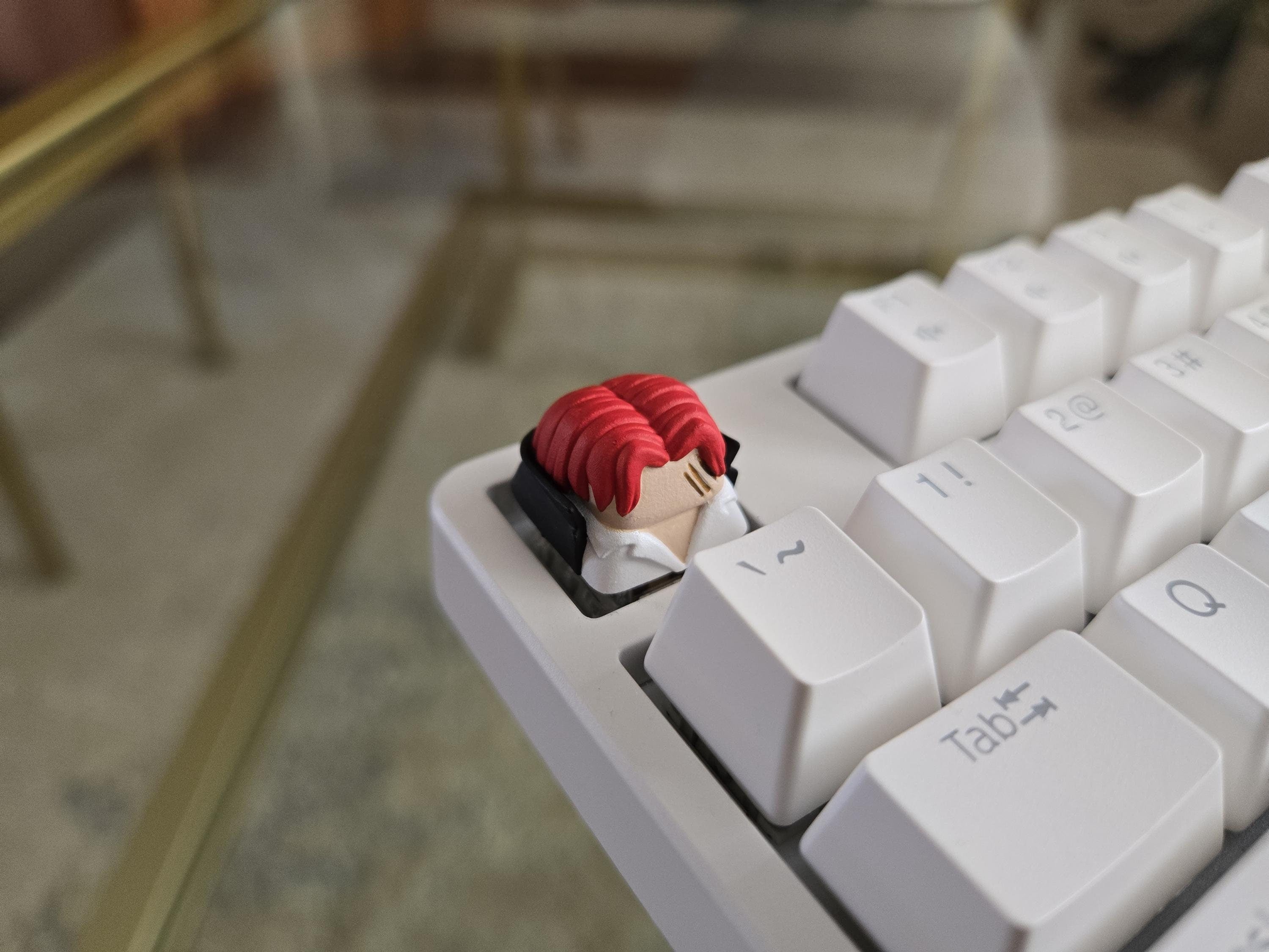 Red-Haired Shanks Fanart Keycap - Hand Painted Cute Keycap Designs, Cherry MX