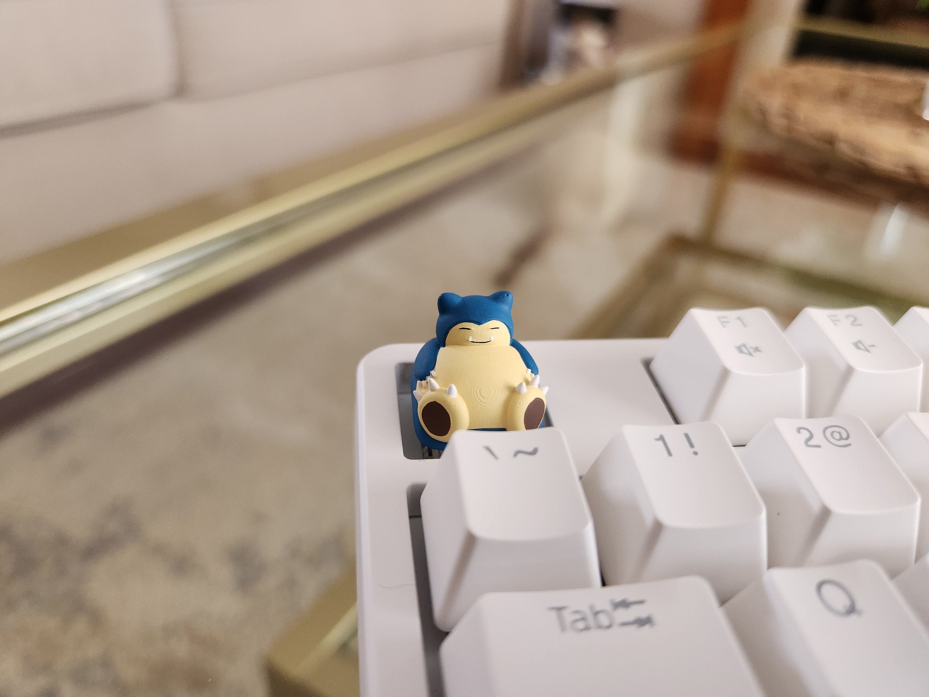 Anime Snorlax Keycap - Hand Painted Cute Keycap Designs, Cherry MX