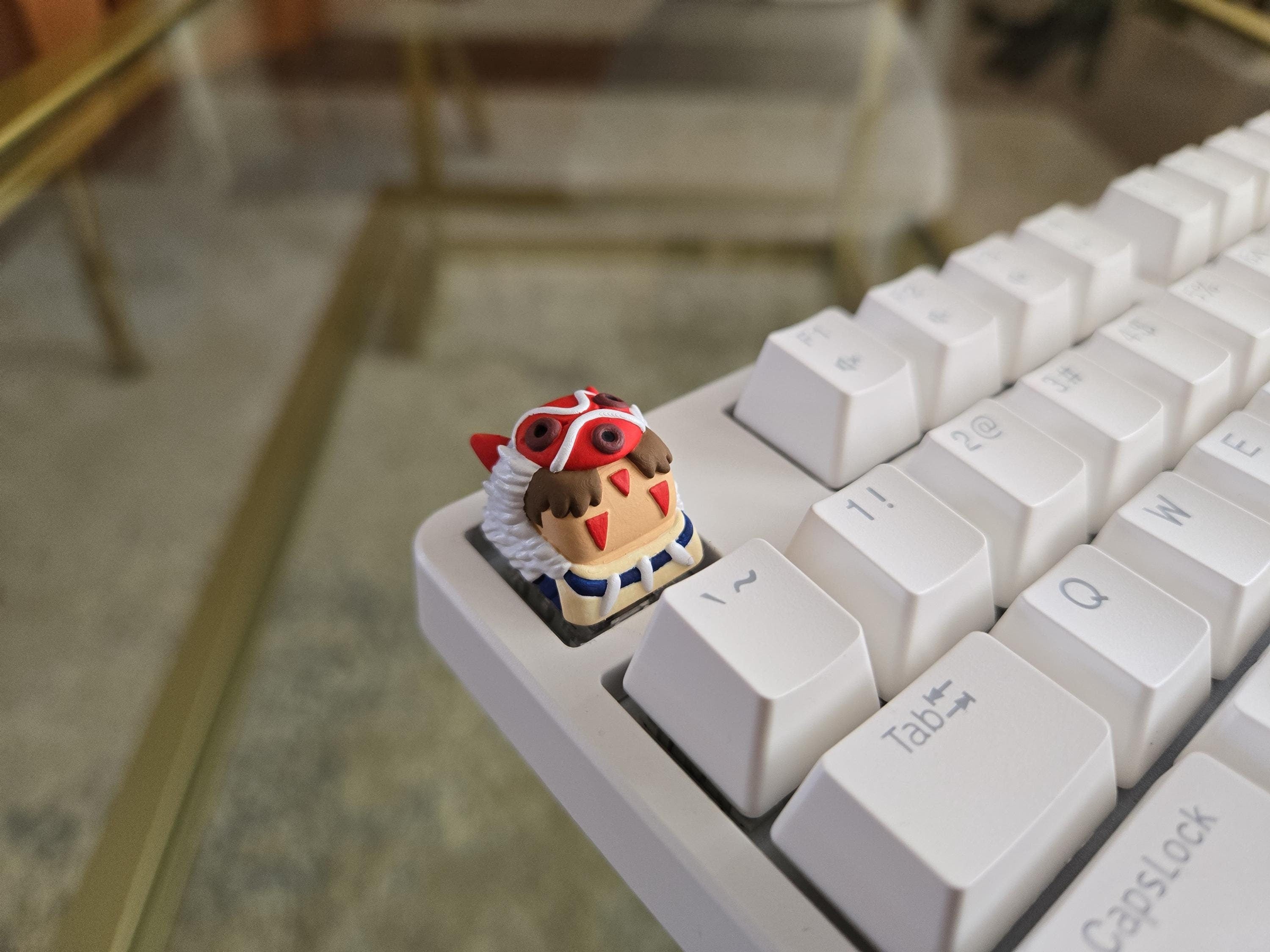Princess Mononoke Fanart Keycap - Hand Painted Cute Keycap Designs, Cherry MX