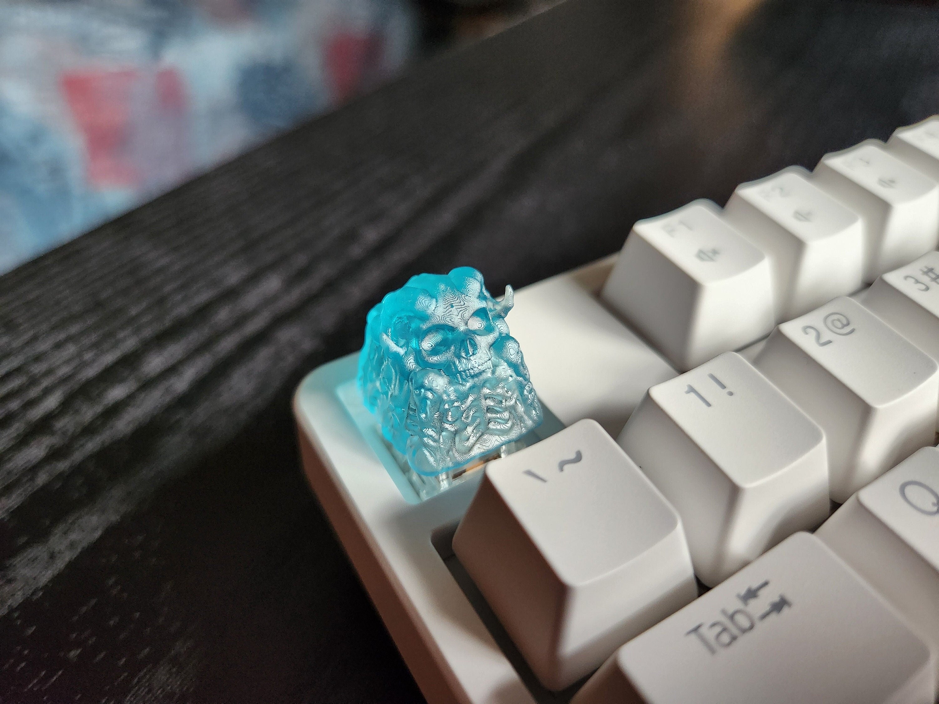 Demon Skull Keycap - Clear Transparent Cute Keycap Designs, Cherry MX, Multiple Colors
