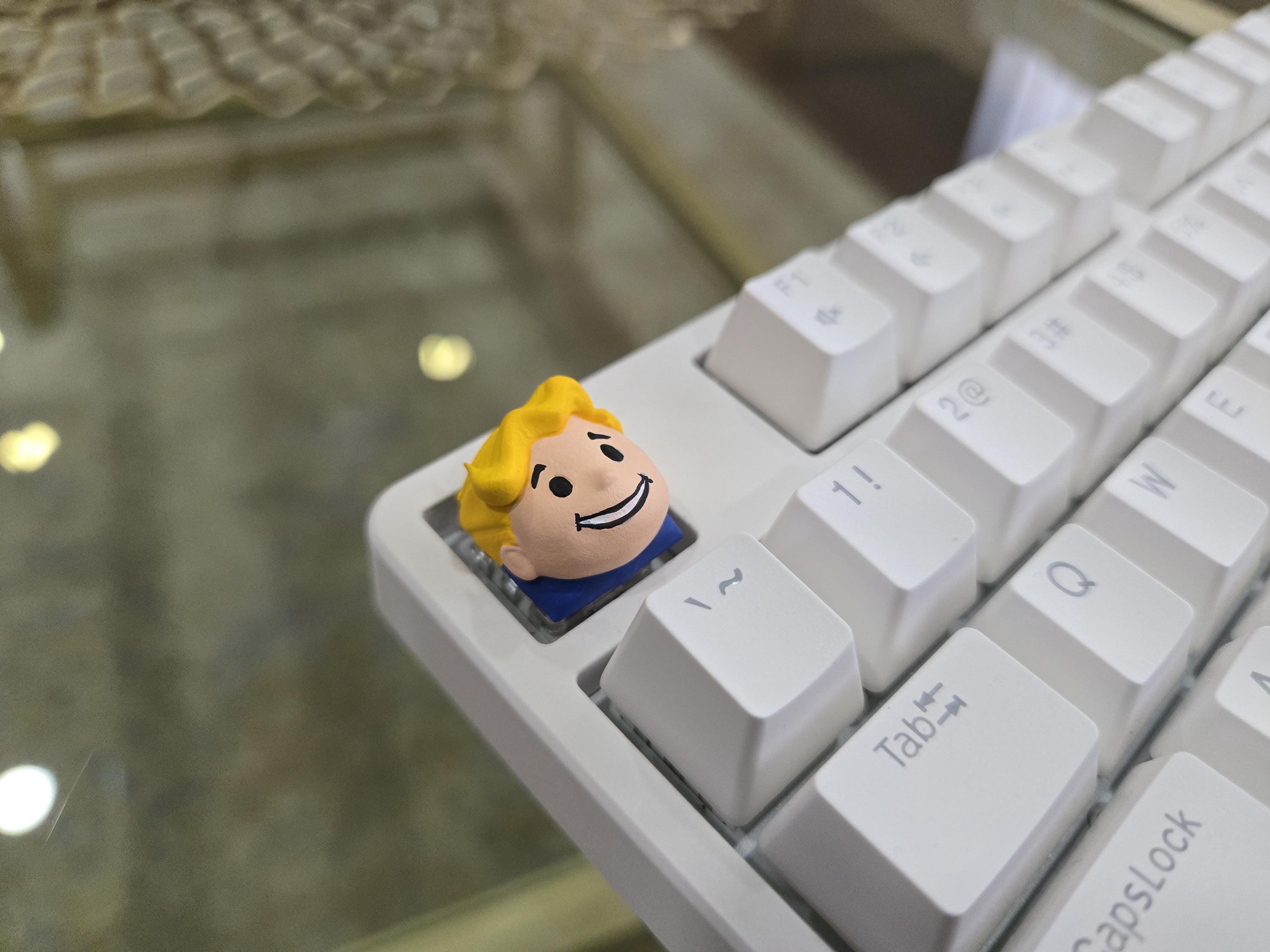 Video Game Vault Boy Keycap - Hand Painted, Cute Keycap Designs, Cherry MX